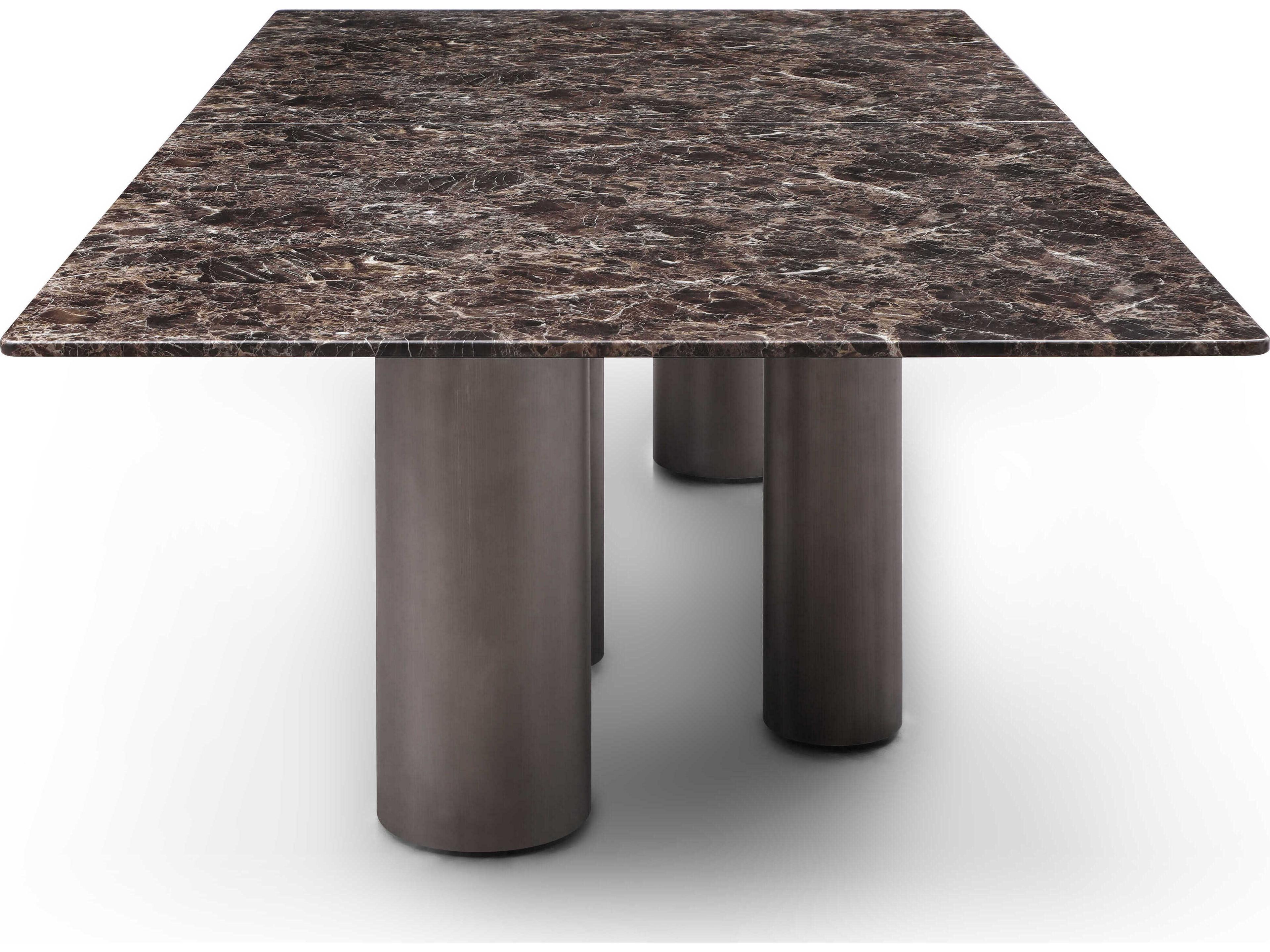 Whiteline Modern Living Envie Rectangular Marble Brown Dining Table