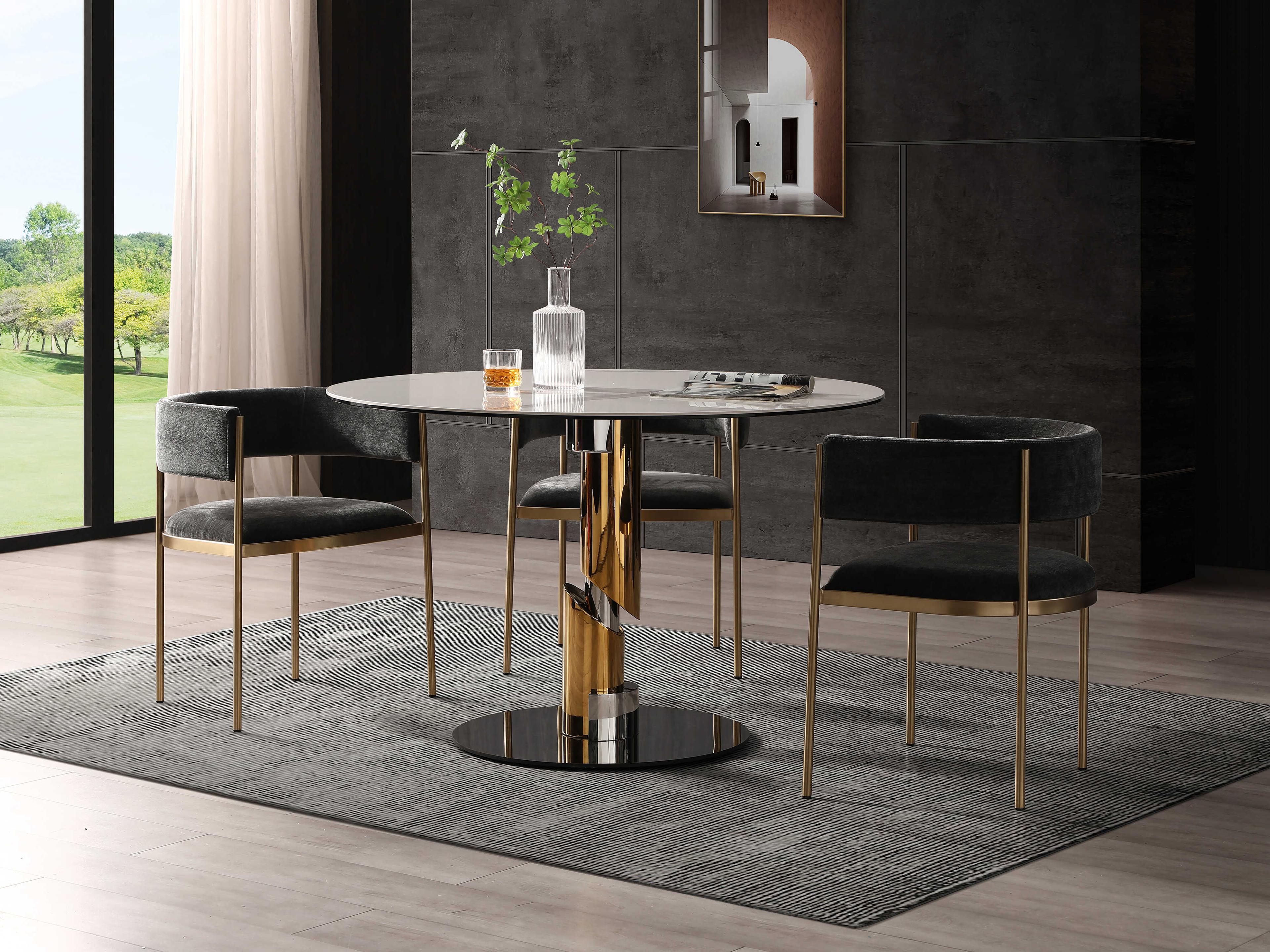 Whiteline Modern Living Gloria Round Ceramic White Dining Table