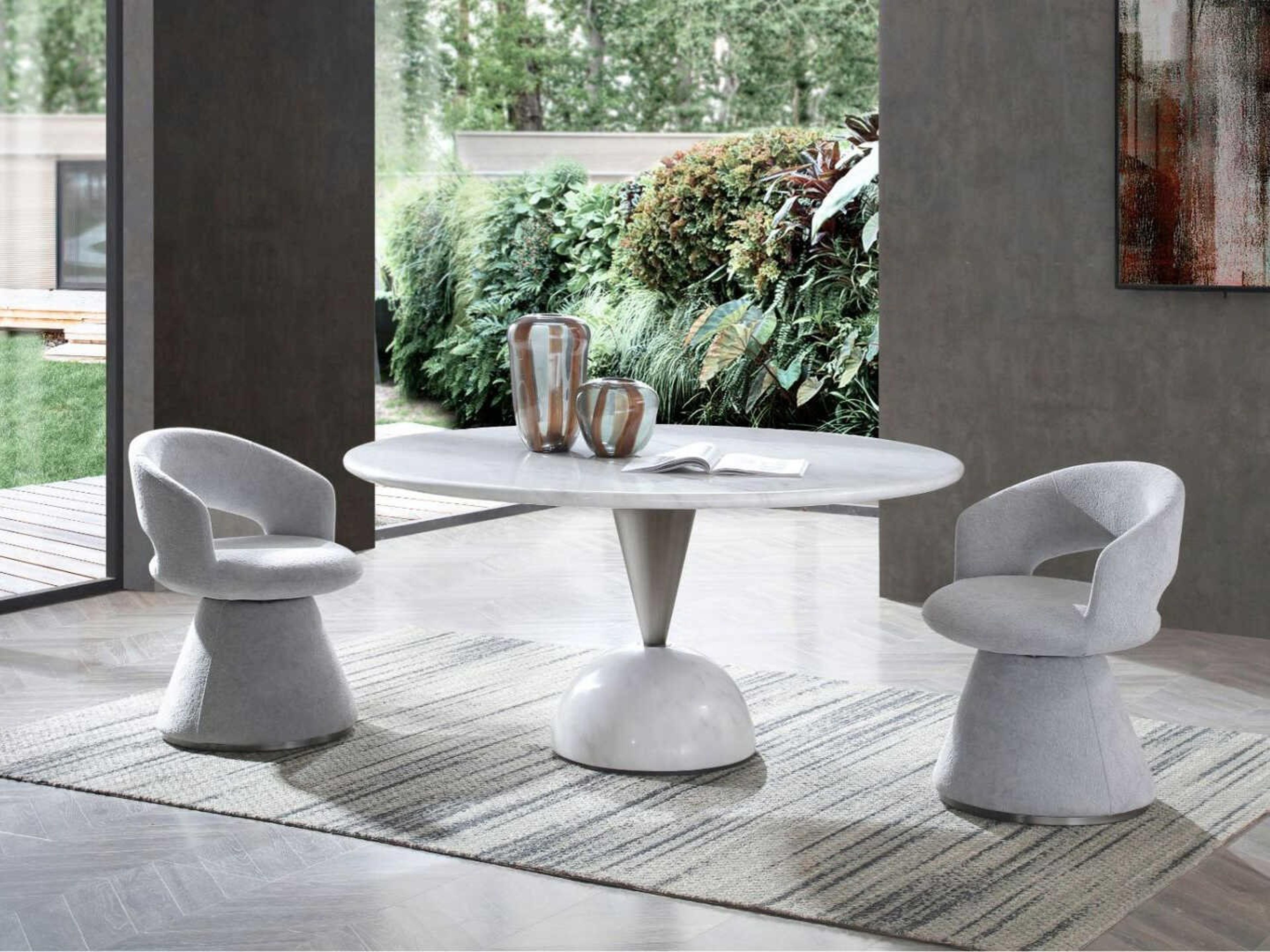 Whiteline Modern Living Olympia Round Marble White Dining Table