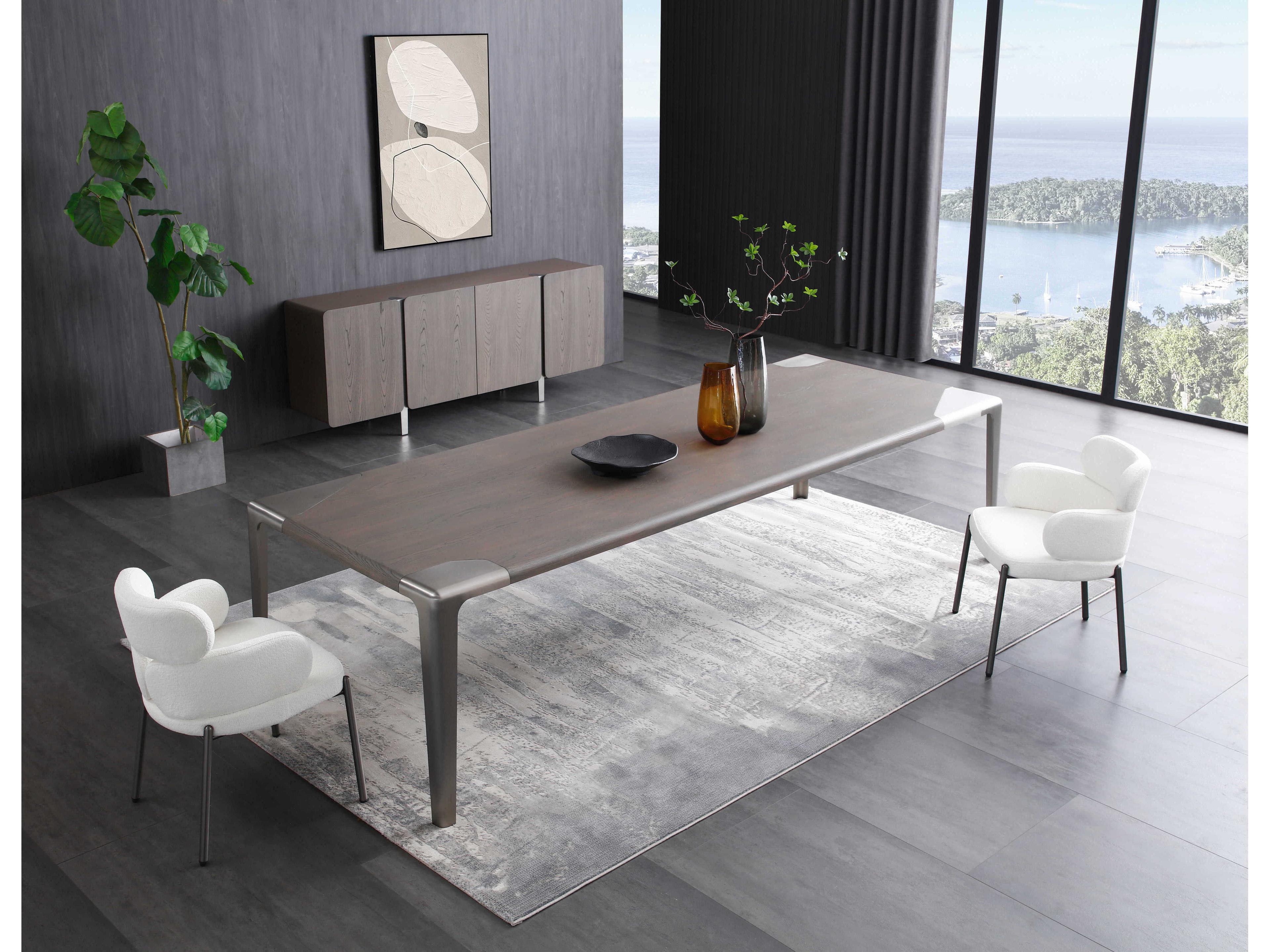 Whiteline Modern Living Elena Rectangular Wood Grey Dining Table
