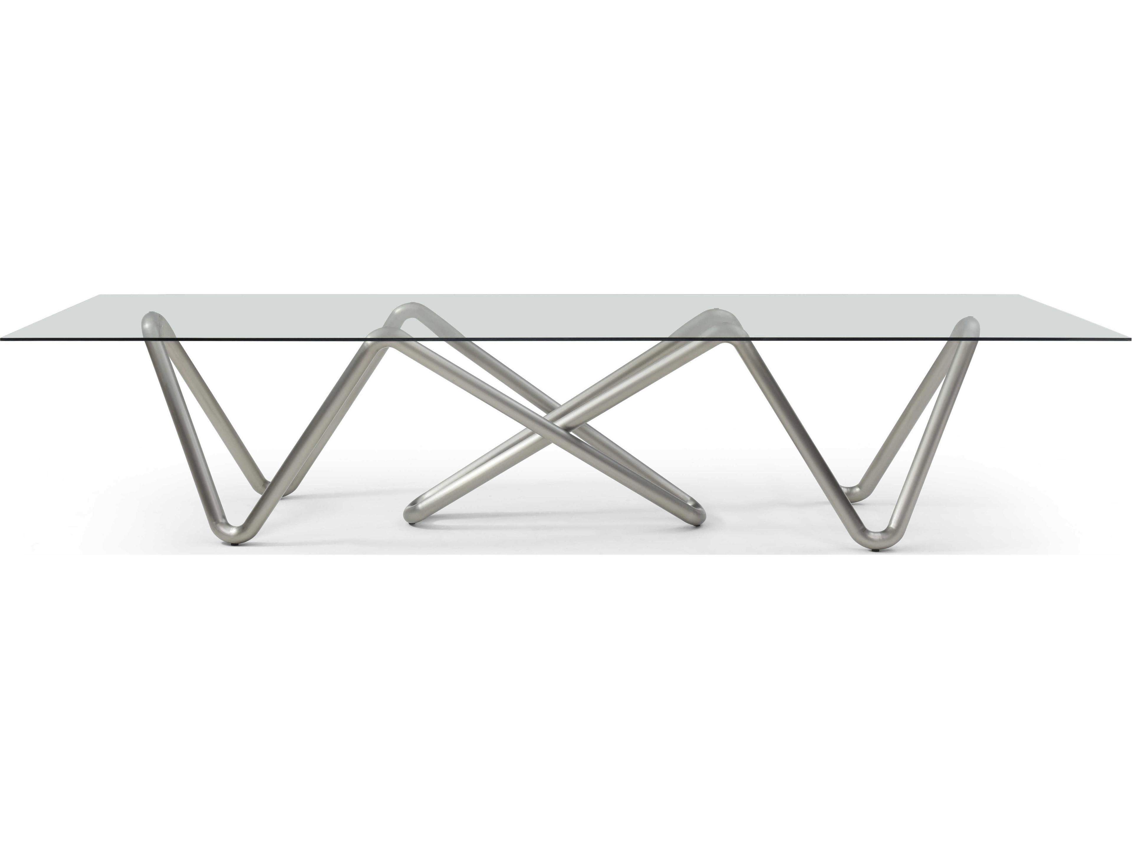 Whiteline Modern Living Anaconda Rectangular Glass Silver Dining Table
