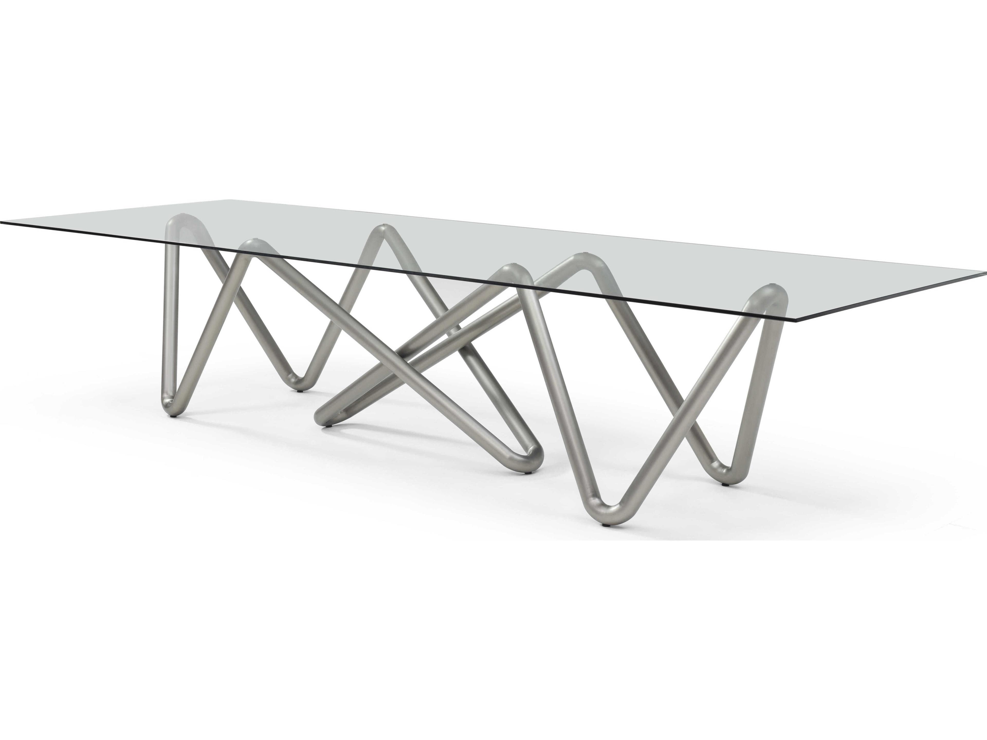 Anaconda Rectangular Glass Silver Dining Table