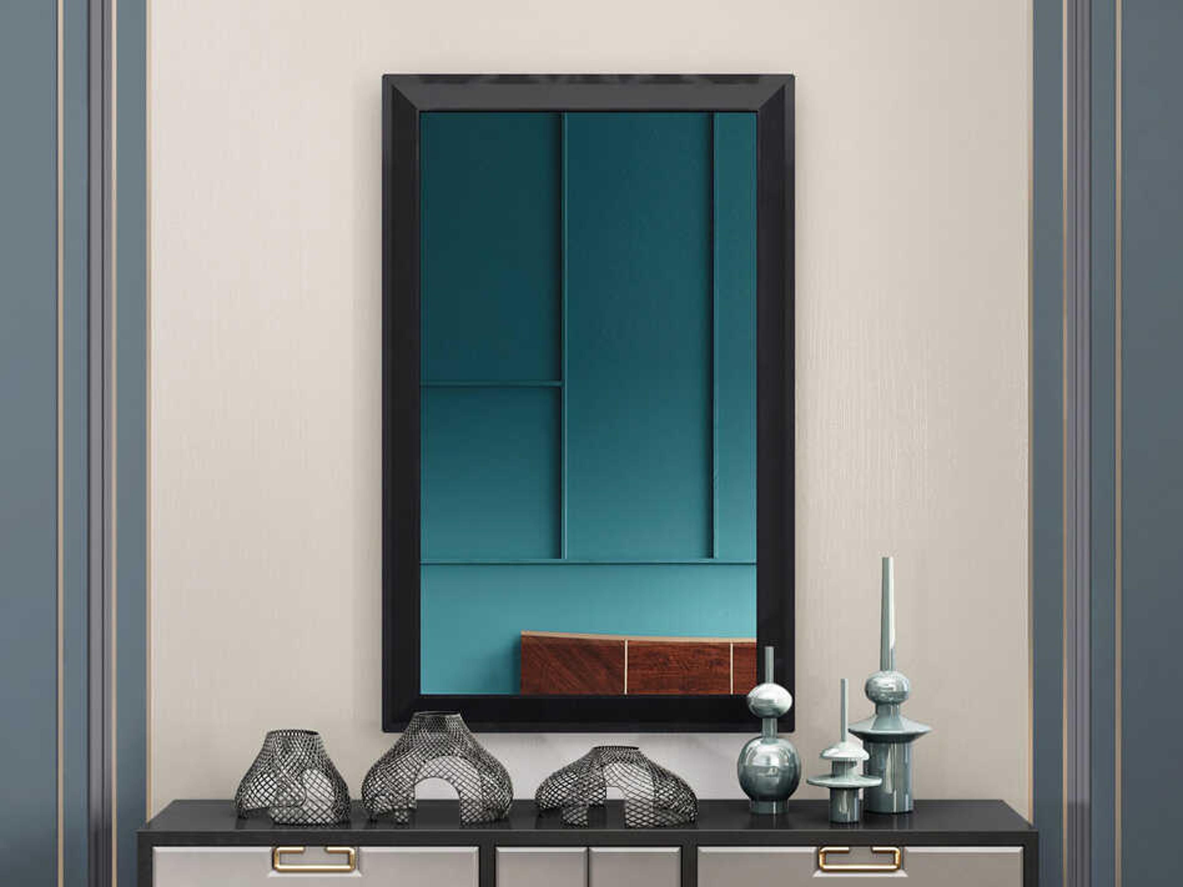 Whiteline Modern Living Abrazo Black Rectangular Wall Mirror