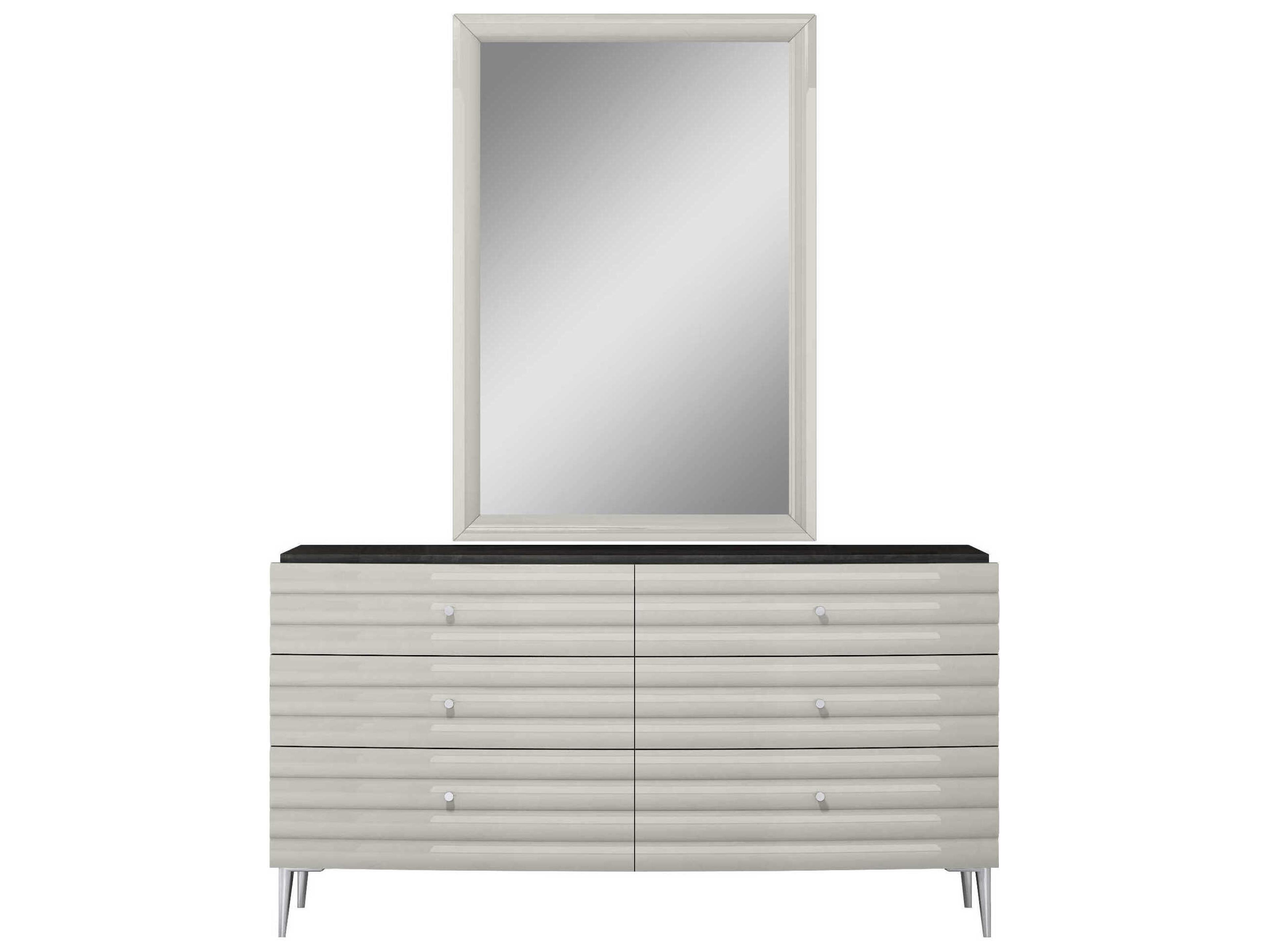 Whiteline Modern Living Pino Pino Light Grey Rectangular Wall Mirror