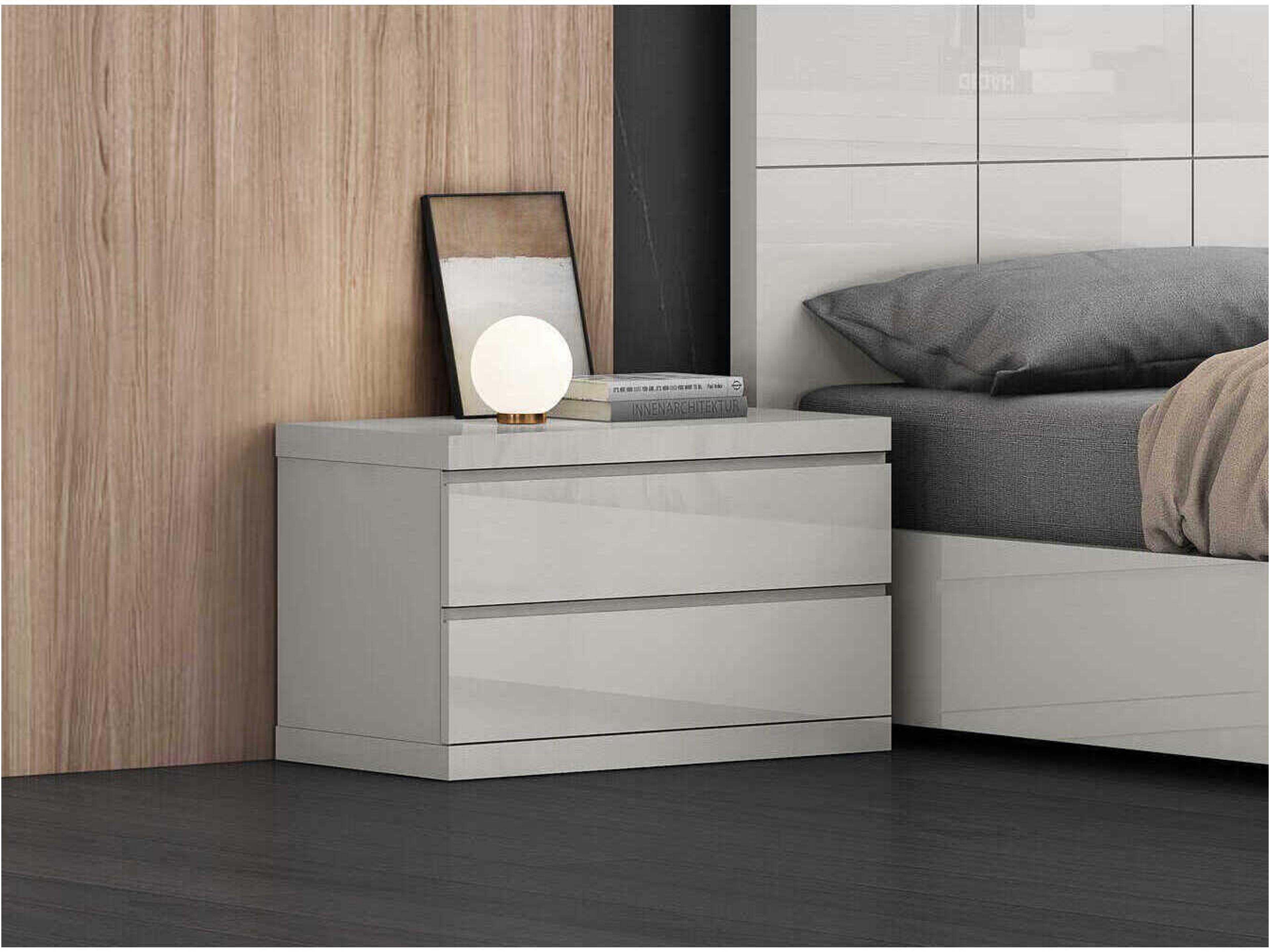 Whiteline Modern Living Anna 2-Drawers Gray Nightstand