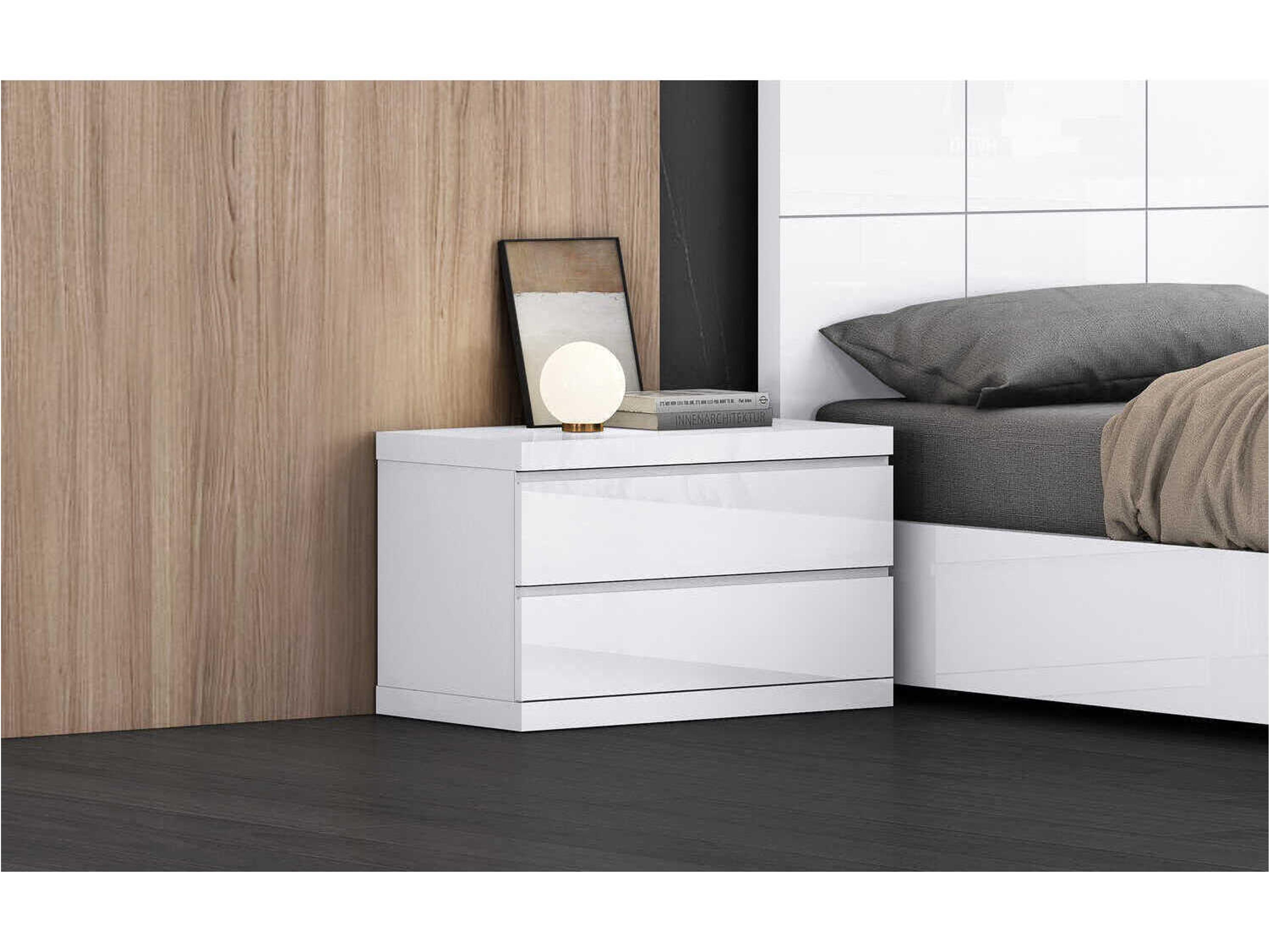 Whiteline Modern Living Anna 2-Drawers Gray Nightstand