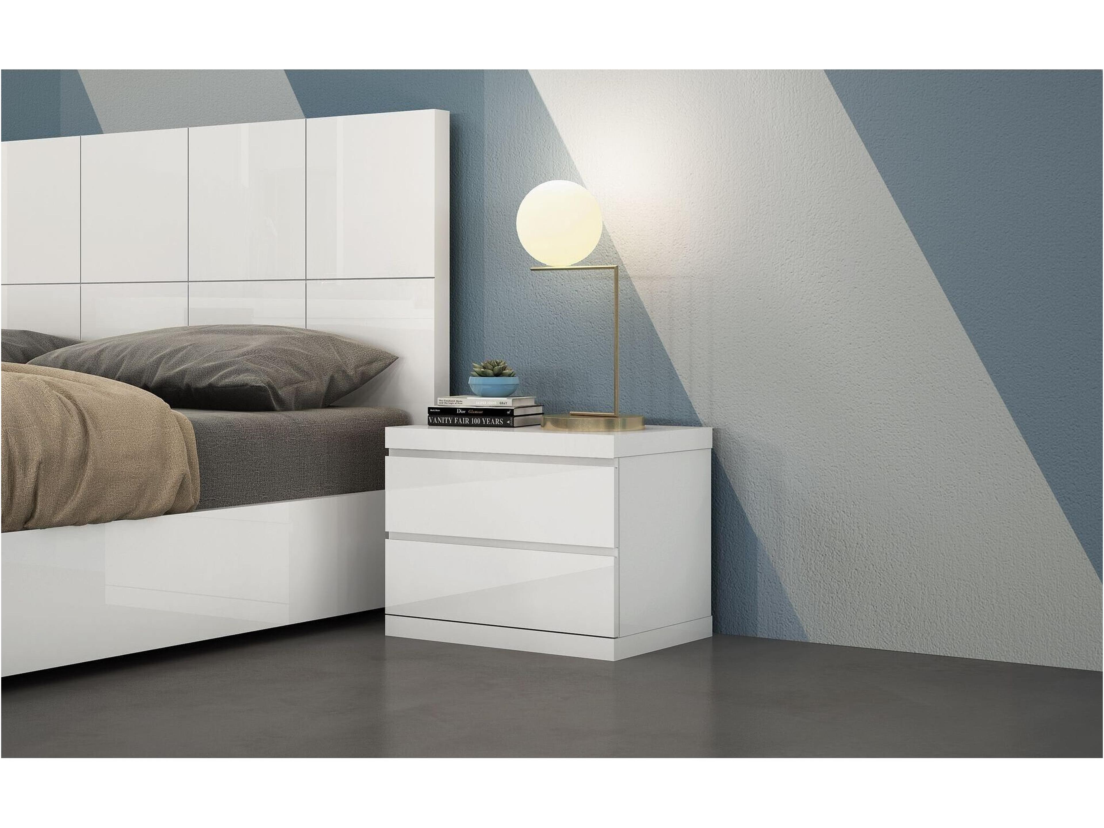 Whiteline Modern Living Anna 2-Drawers Oak Wood Nightstand