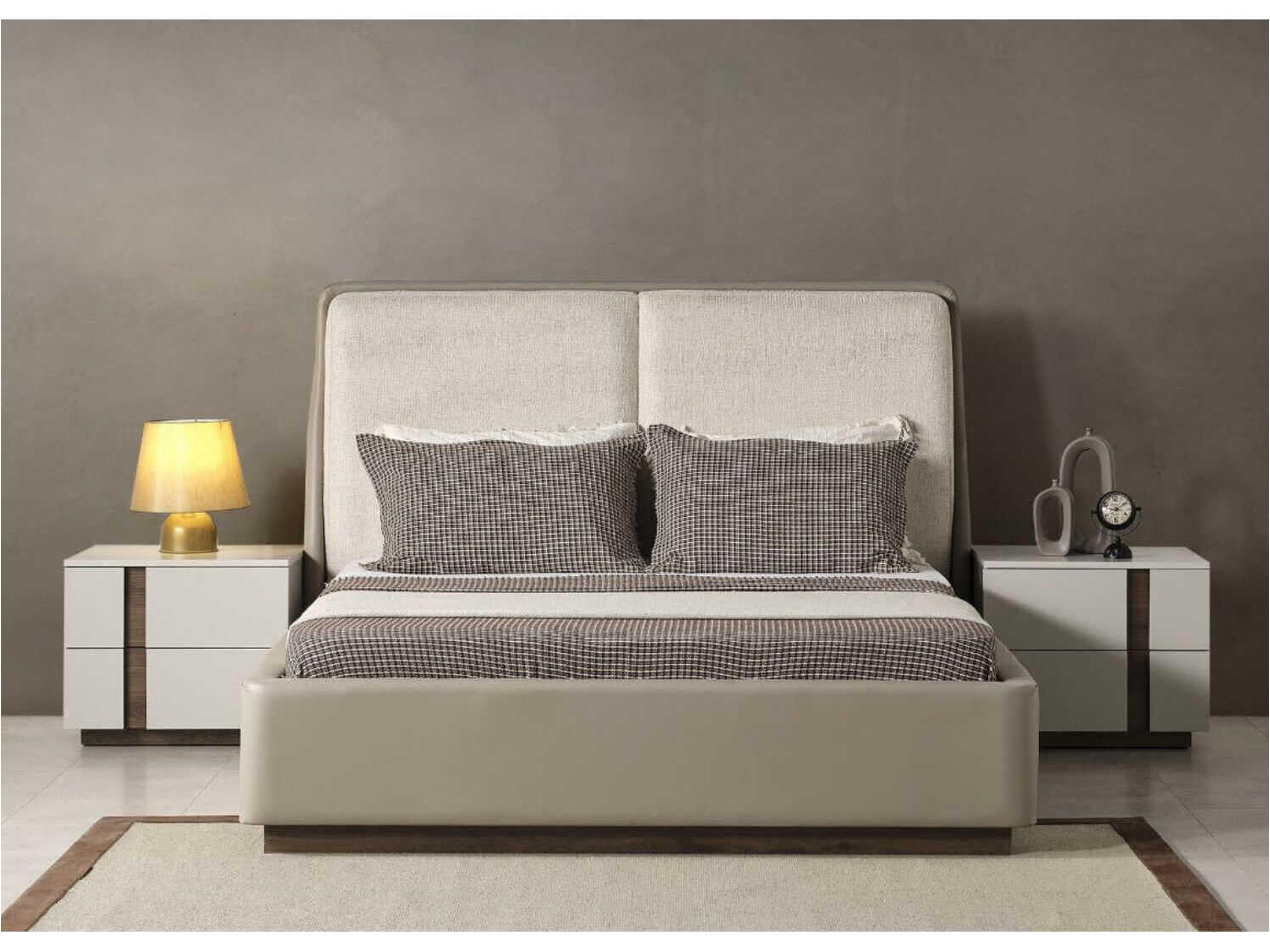 Whiteline Modern Living Romina 2-Drawers Gray Walnut Wood Nightstand