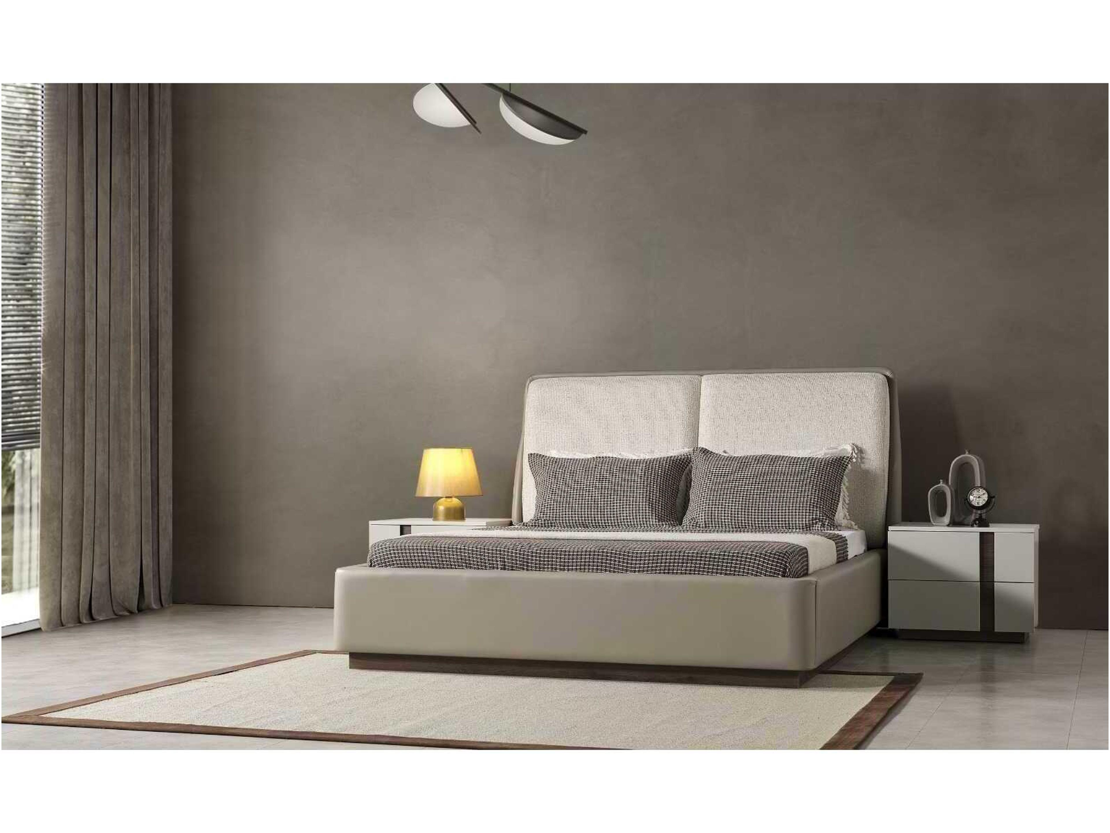 Whiteline Modern Living Romina 2-Drawers Gray Walnut Wood Nightstand