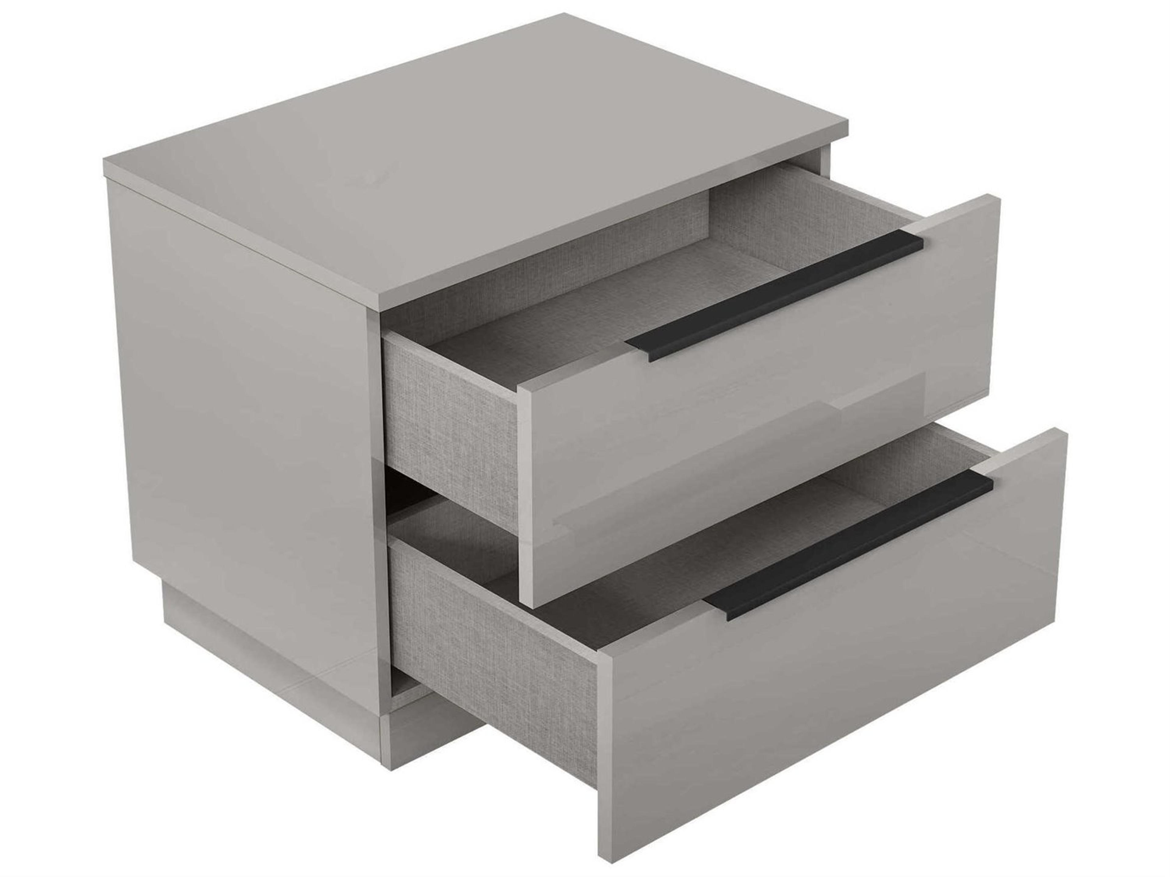 Whiteline Modern Living Damien 2-Drawers Gray Nightstand