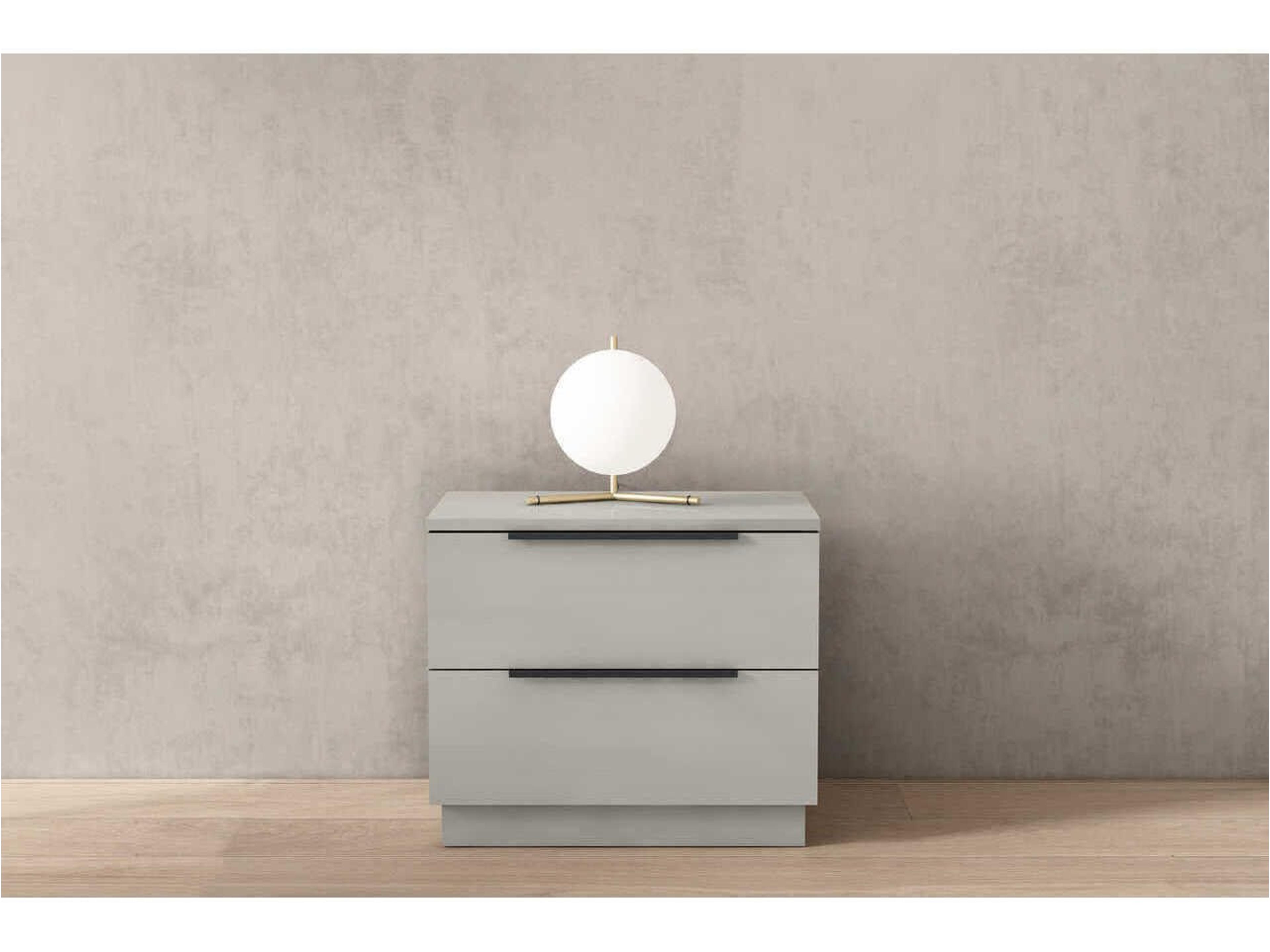 Whiteline Modern Living Damien 2-Drawers Gray Nightstand