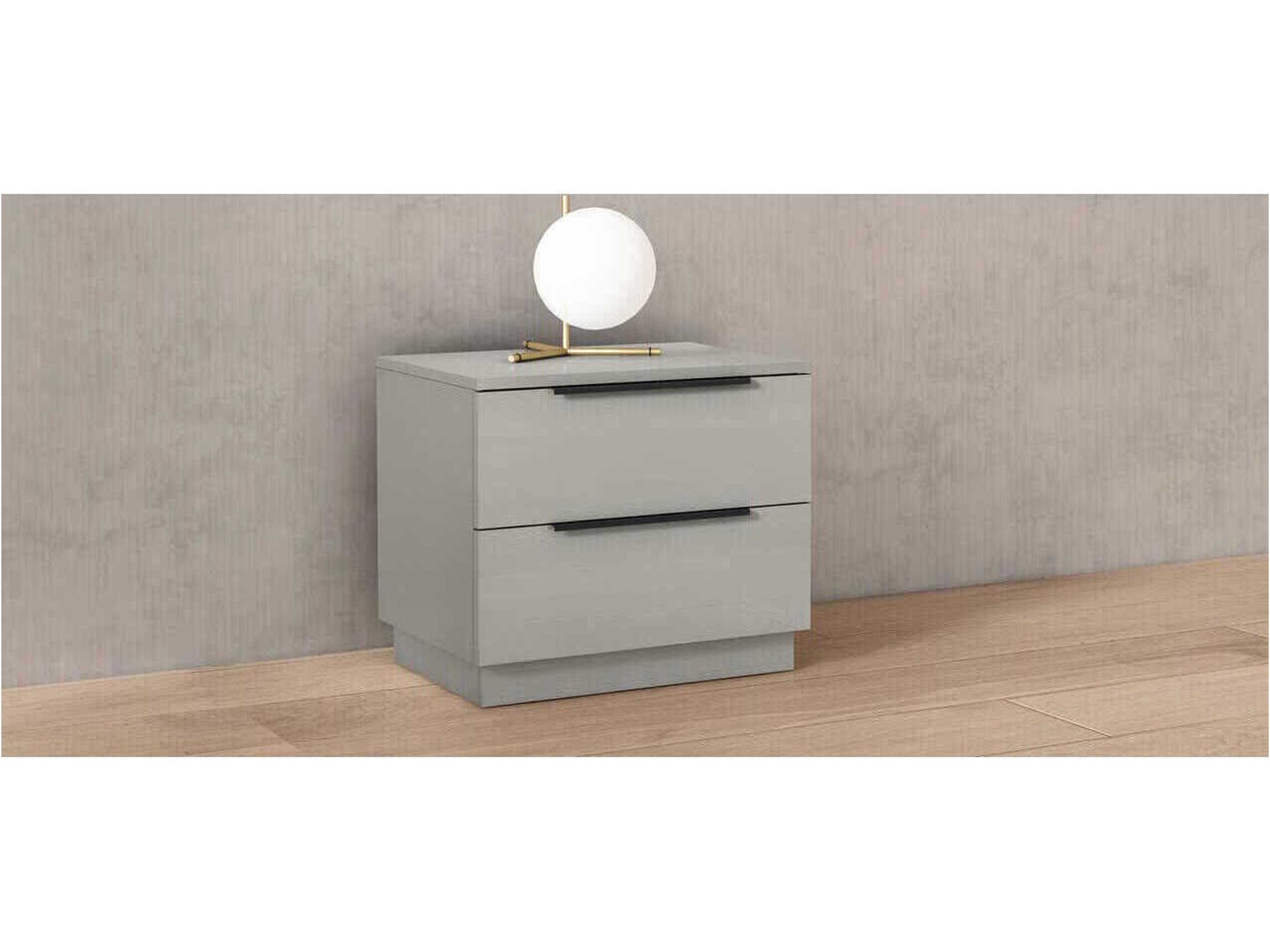 Whiteline Modern Living Damien 2-Drawers Gray Nightstand