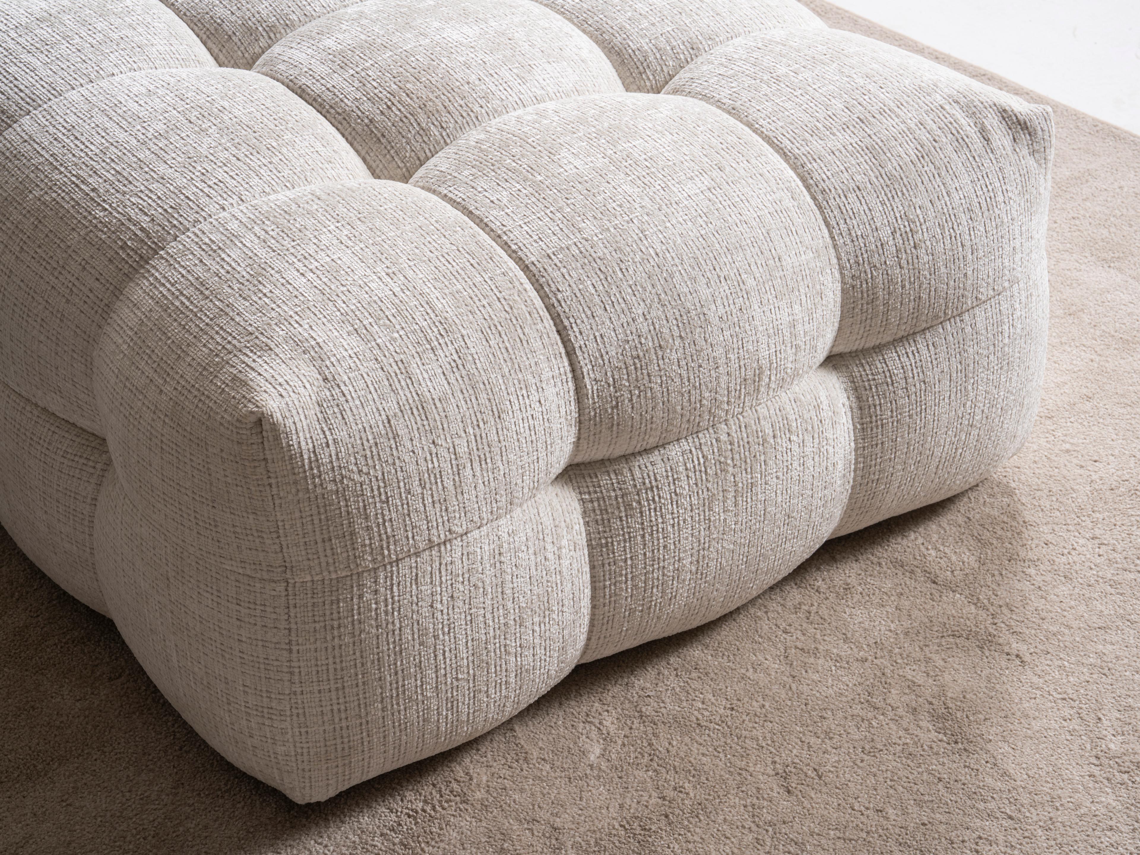 Whiteline Modern Living Cloud Beige Upholstered Ottoman