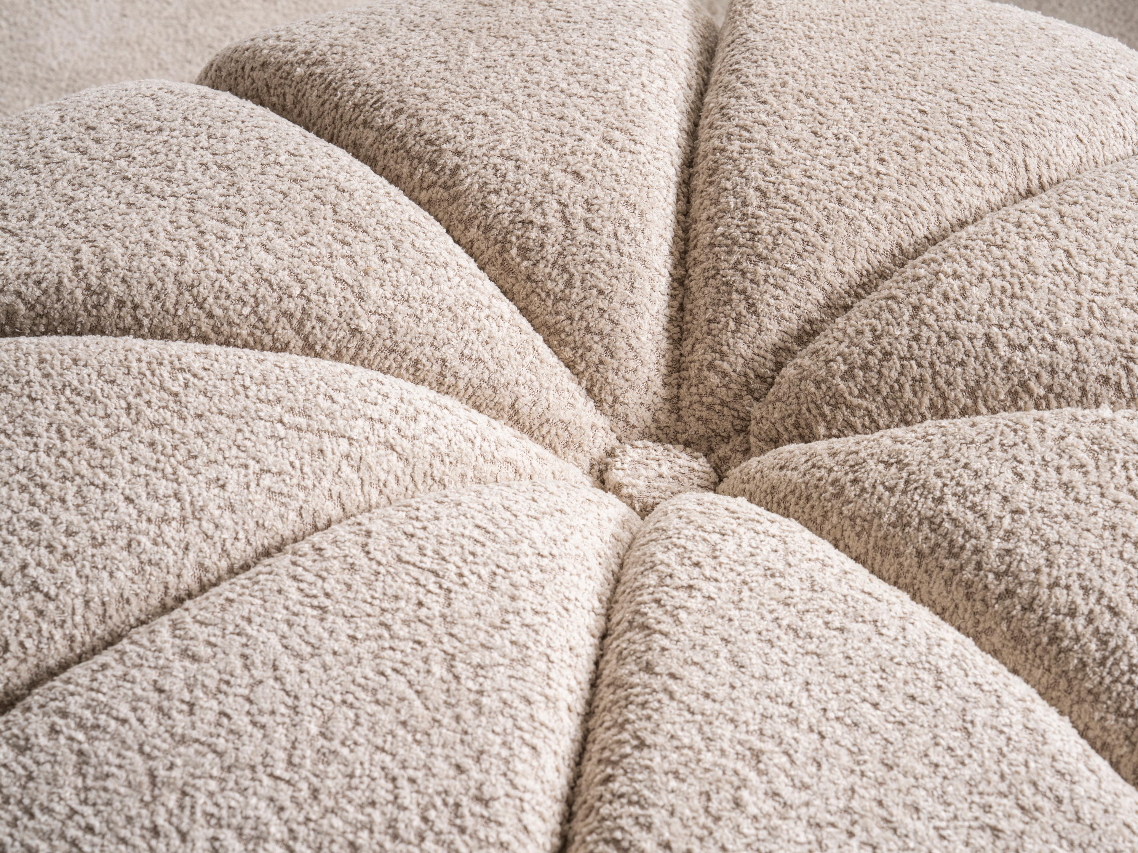 Whiteline Modern Living Lune Taupe Beige Upholstered Ottoman