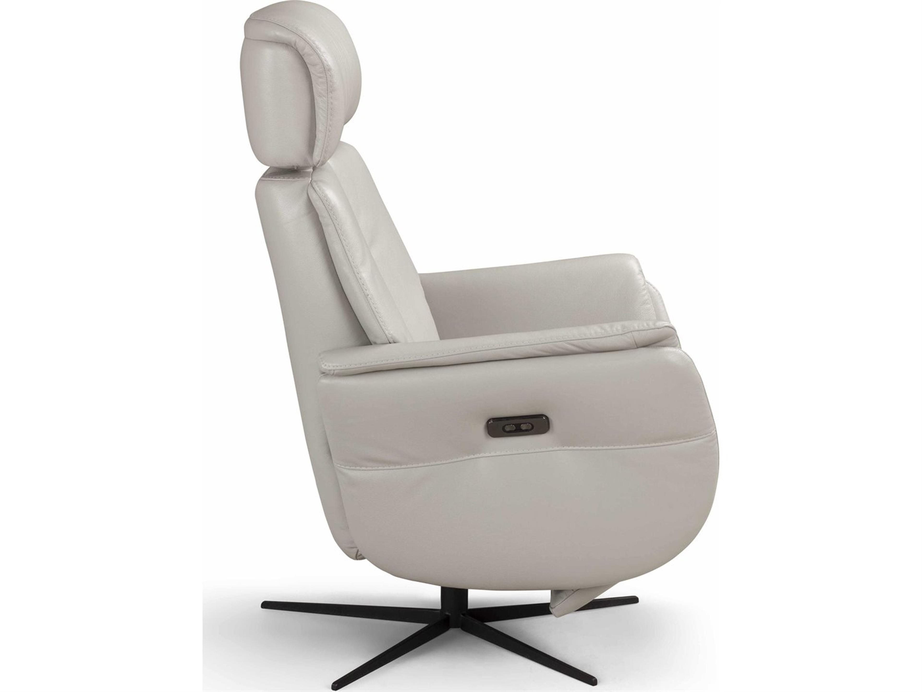 Whiteline Modern Living Beverly Light Grey Leather Recliner