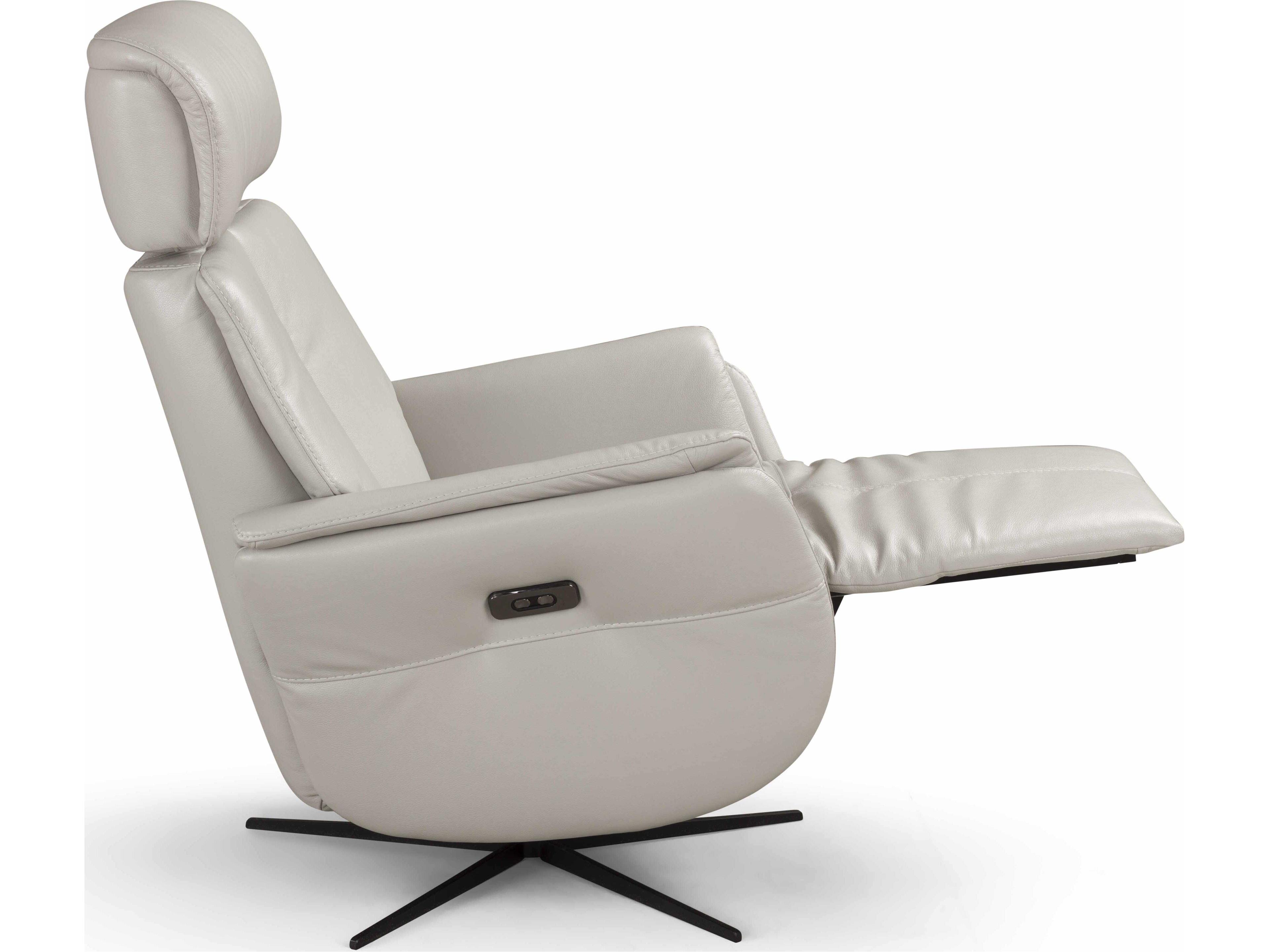 Whiteline Modern Living Beverly Light Grey Leather Recliner