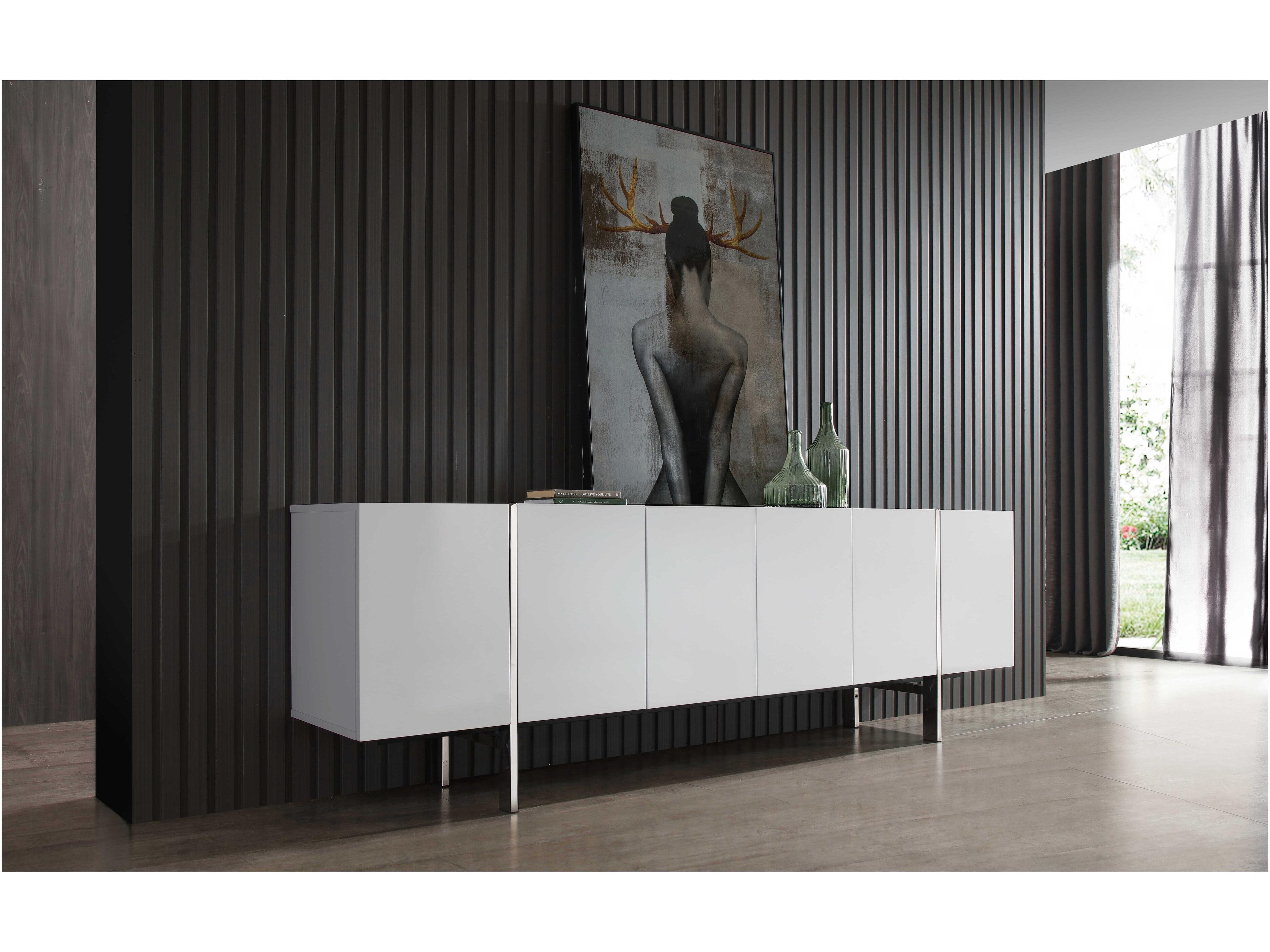 Whiteline Modern Living Struttura 95" White Sideboard