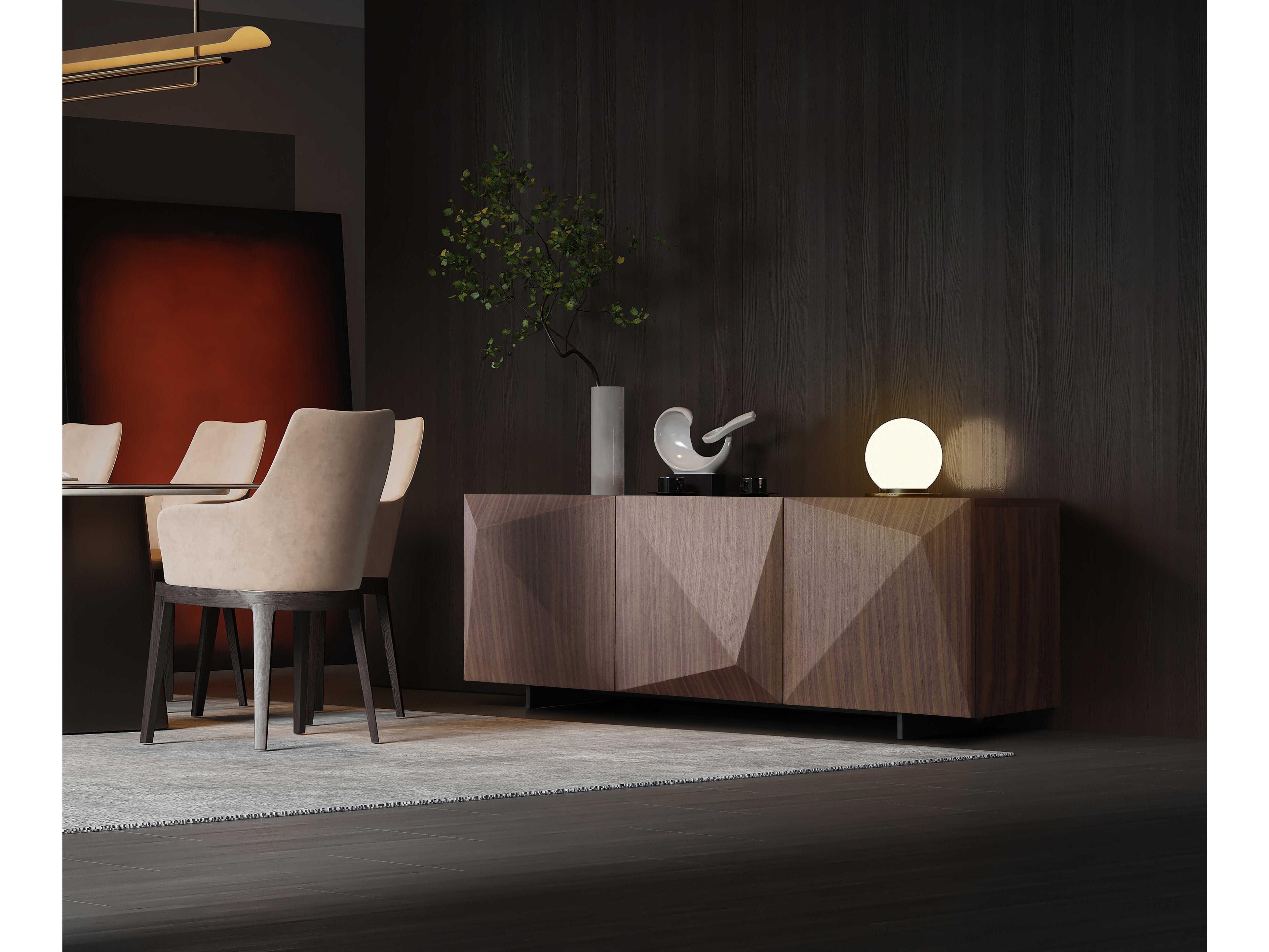 Whiteline Modern Living Geneva 87" Walnut Wood Brown Sideboard