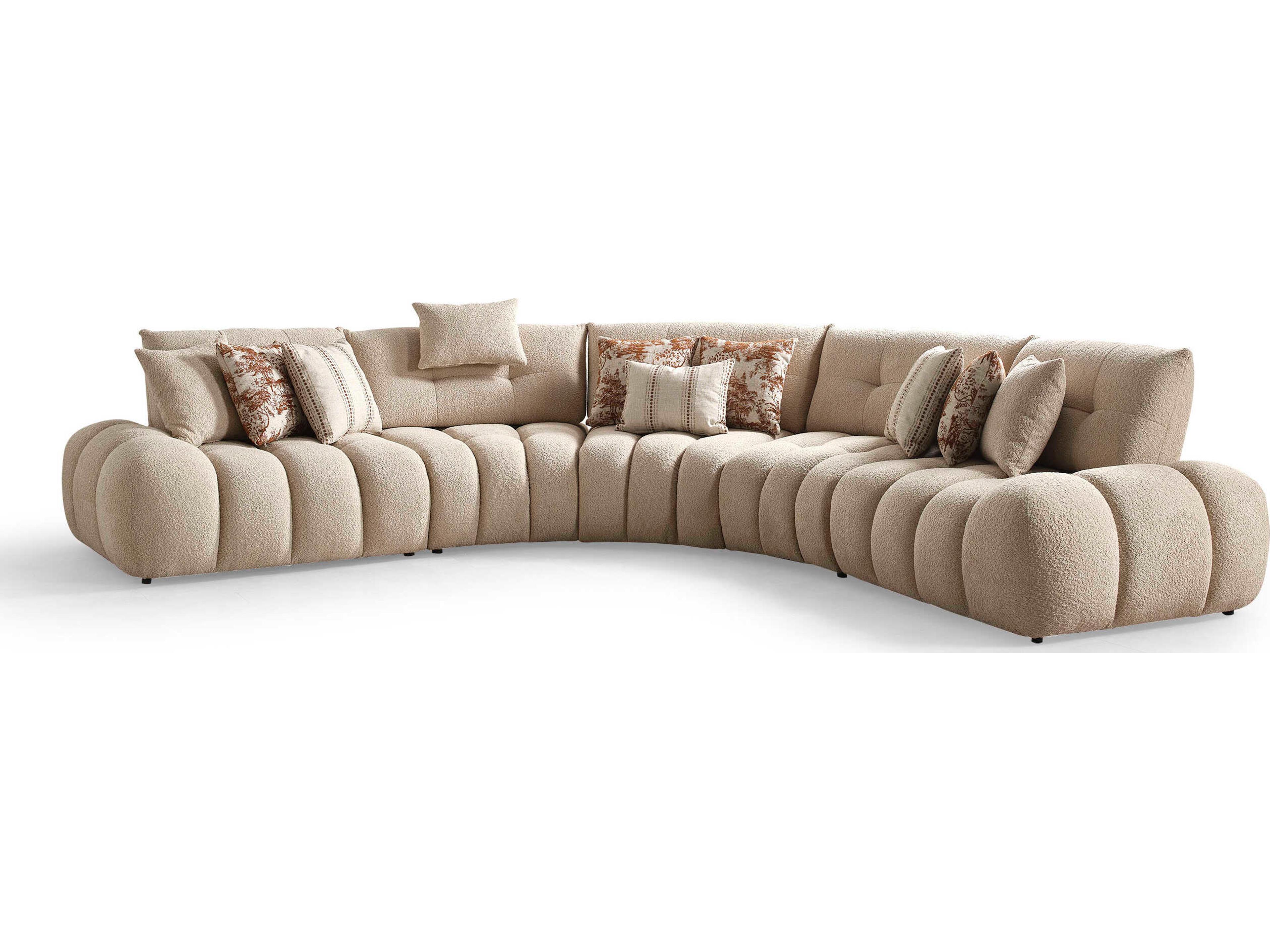 Lune Brown Upholstered Sectional Sofa