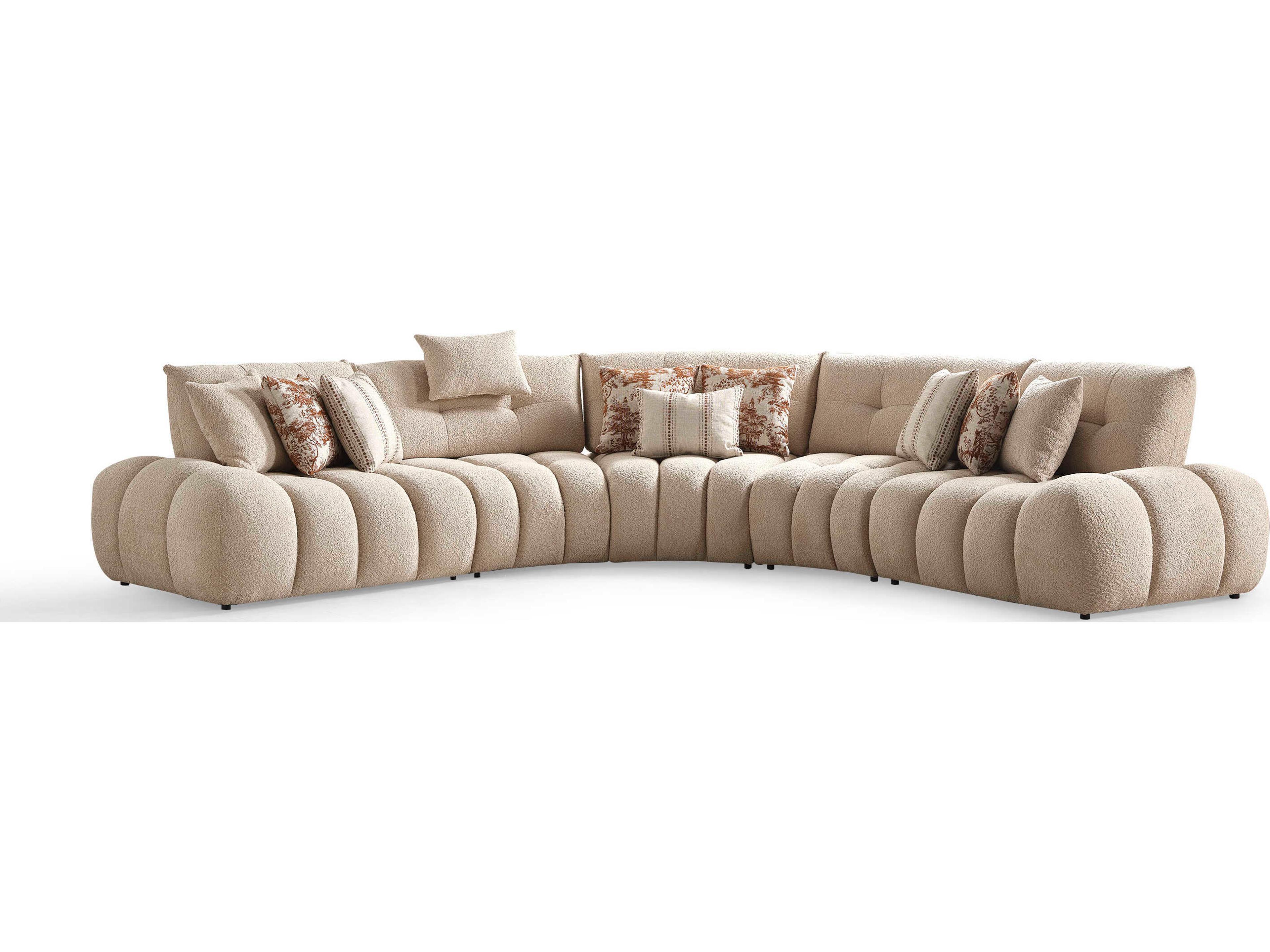 Whiteline Modern Living Lune Brown Upholstered Sectional Sofa