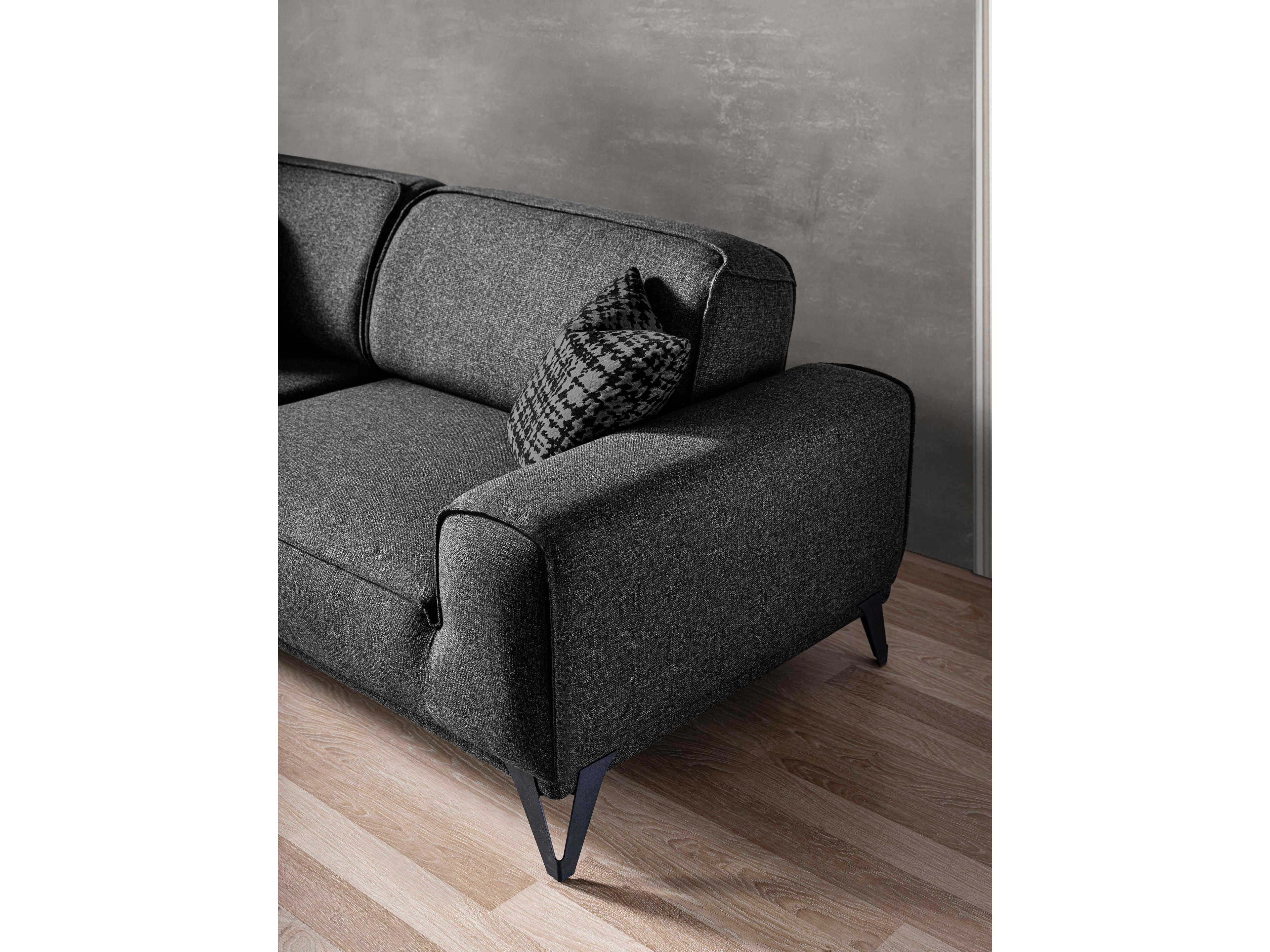 Whiteline Modern Living Bursa Dark Grey Matt Black Upholstered Sofa Bed