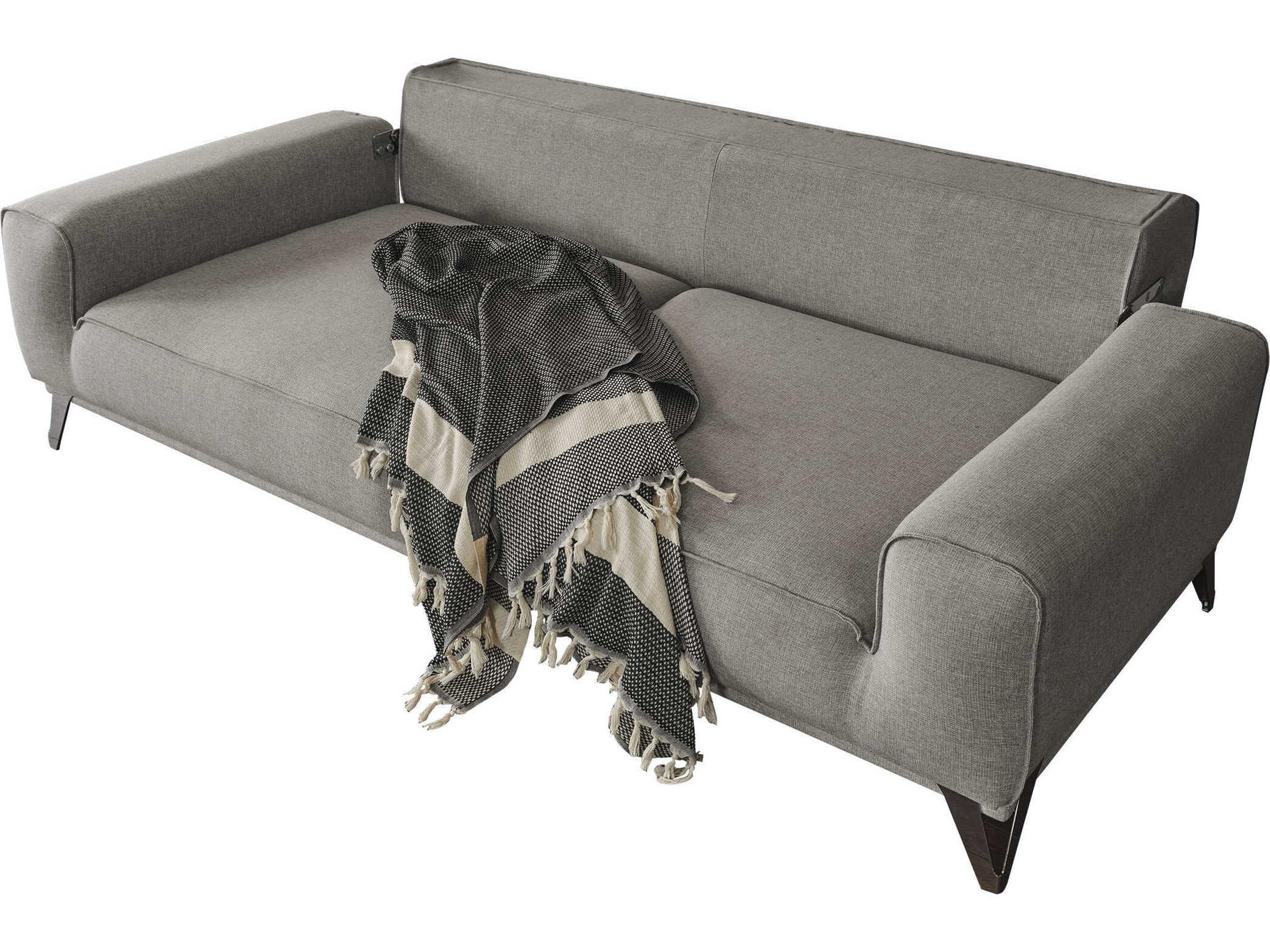 Whiteline Modern Living Bursa Light Grey Silver Nickel Upholstered Sofa Bed