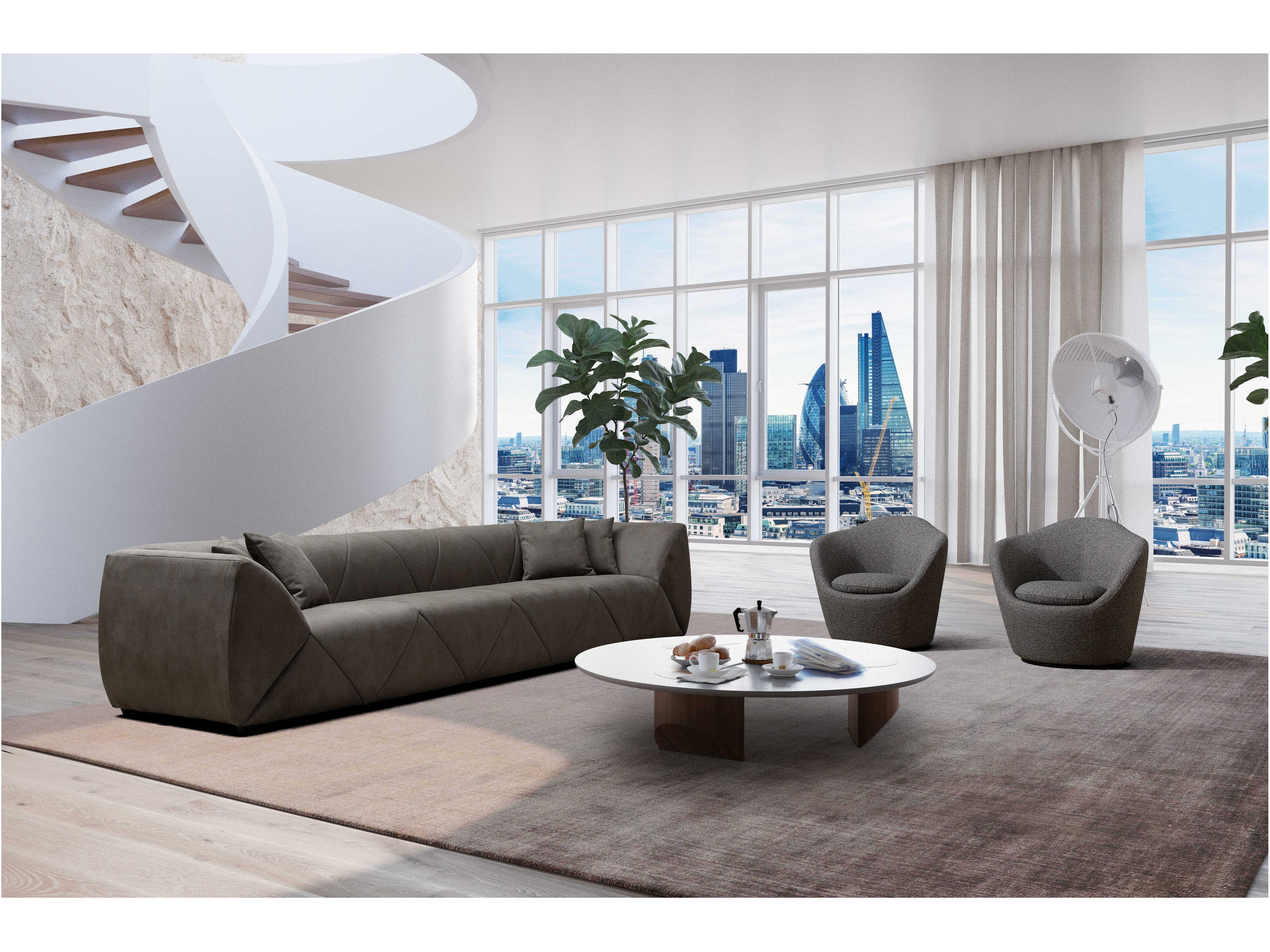 Whiteline Modern Living Quarry Dark Grey Black Upholstered Sofa