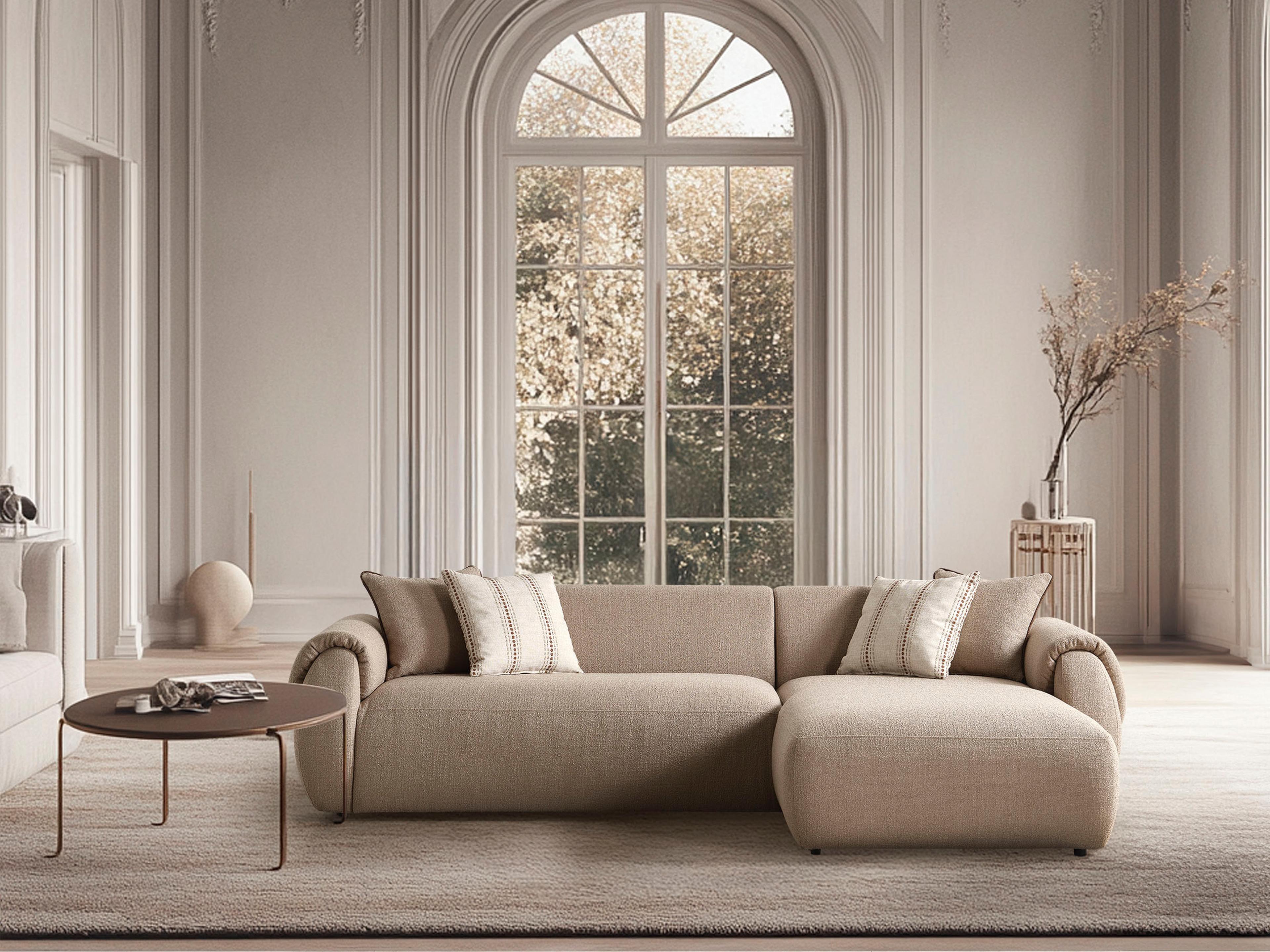 Whiteline Modern Living Flore Brown Upholstered Sectional Sofa