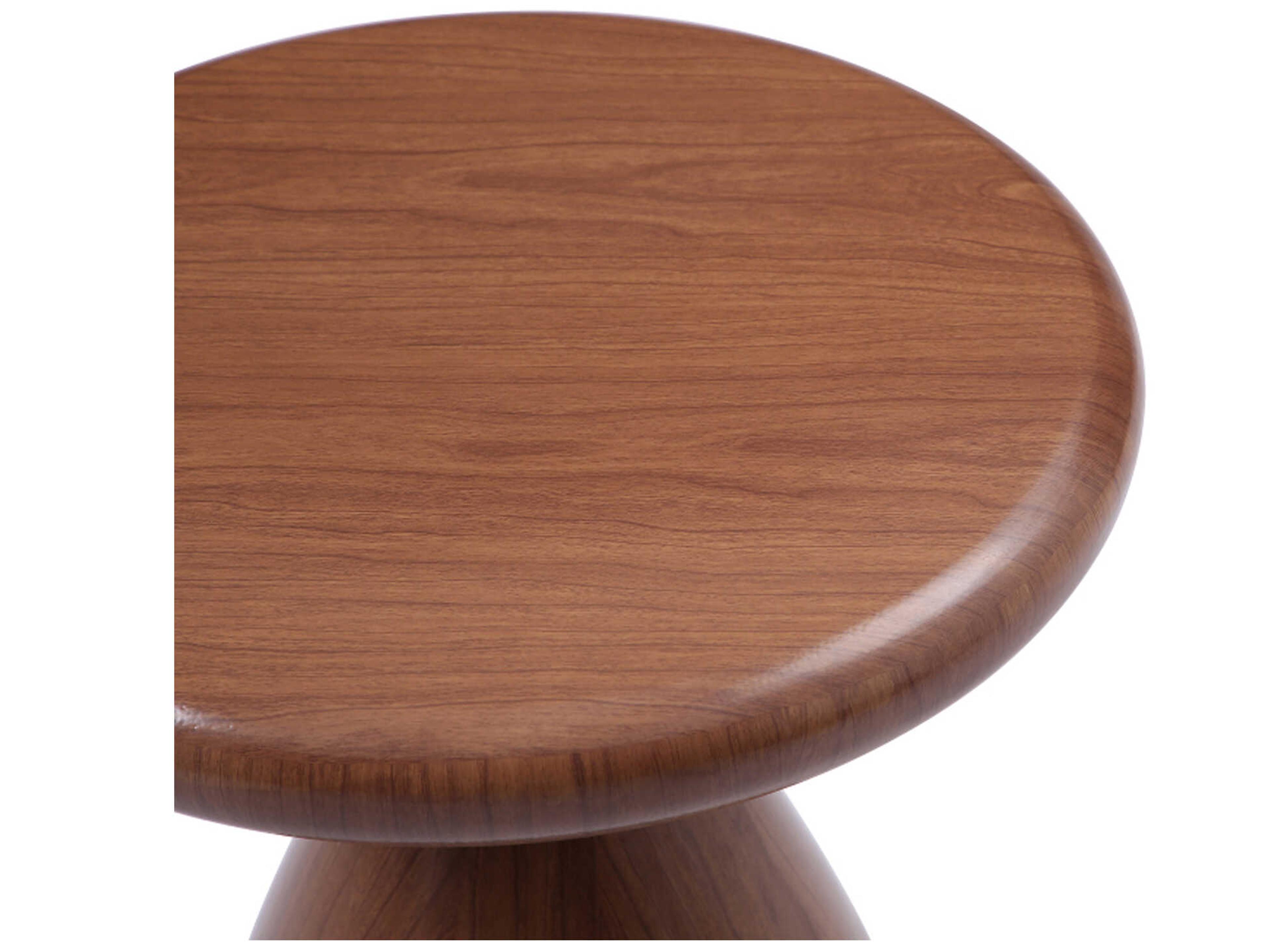 Whiteline Modern Living Ayla Round Metal Walnut End Table