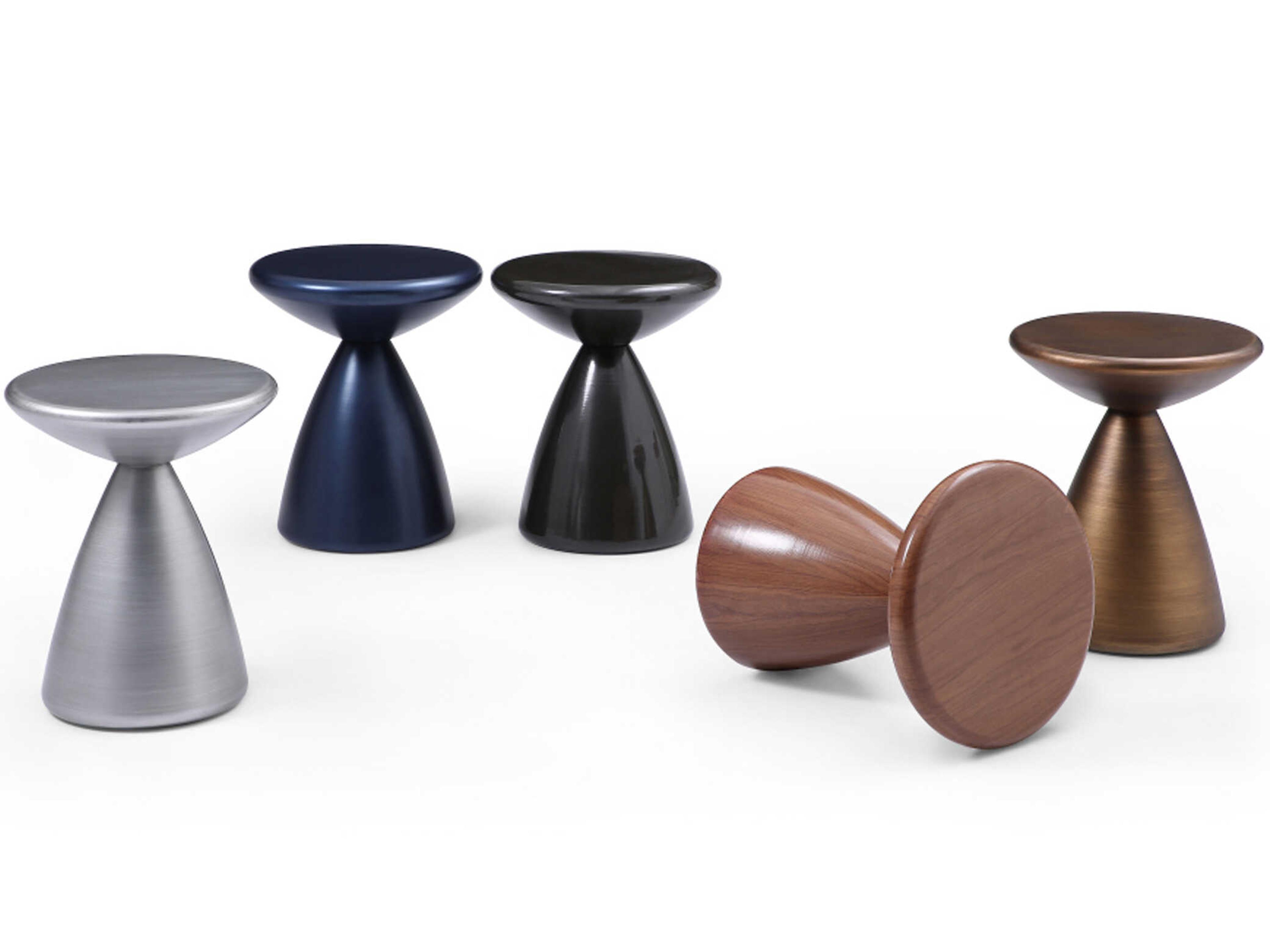 Whiteline Modern Living Ayla Round Metal Walnut End Table