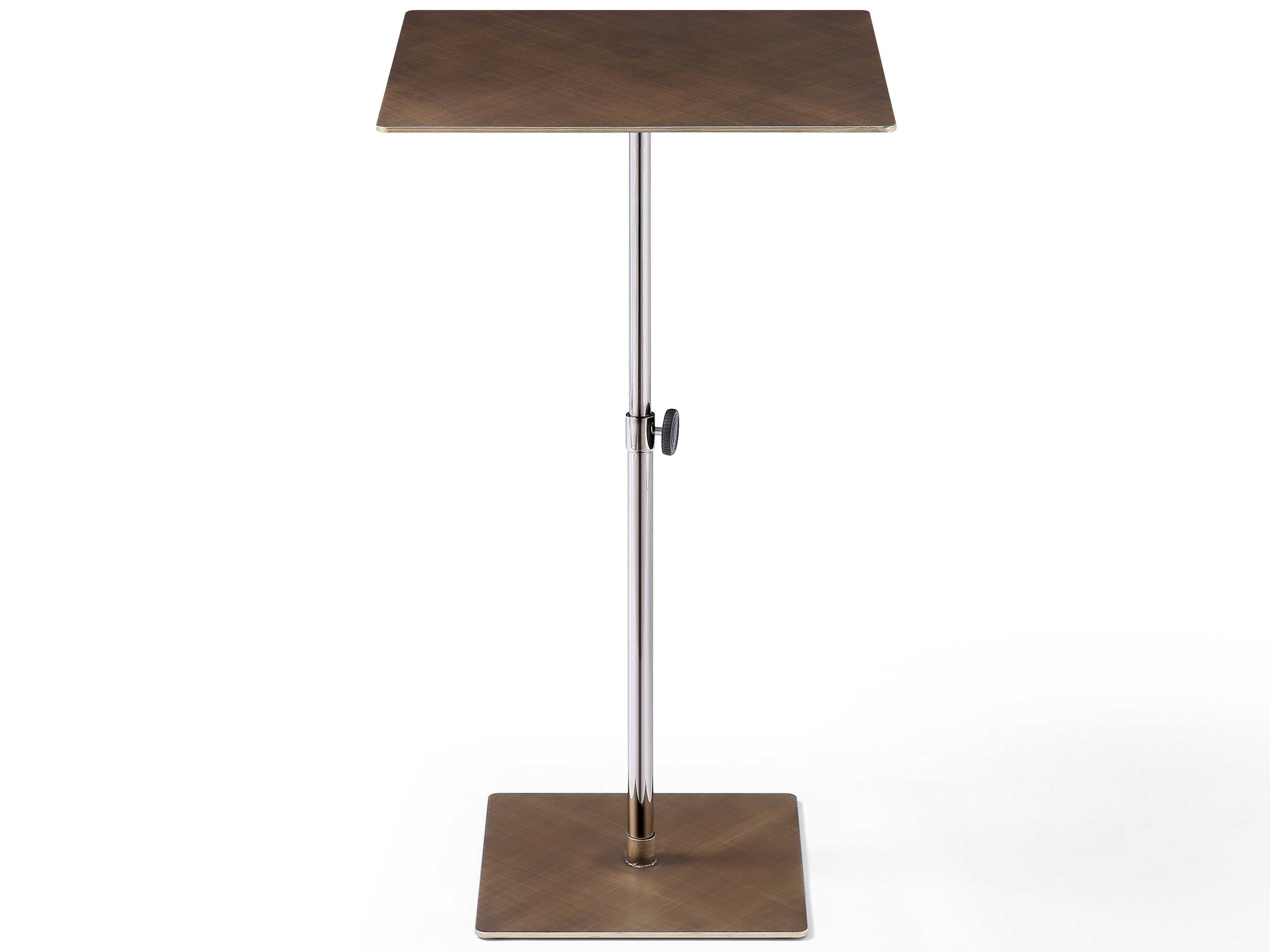 Whiteline Modern Living Karley Square Metal Brushed Bronze End Table