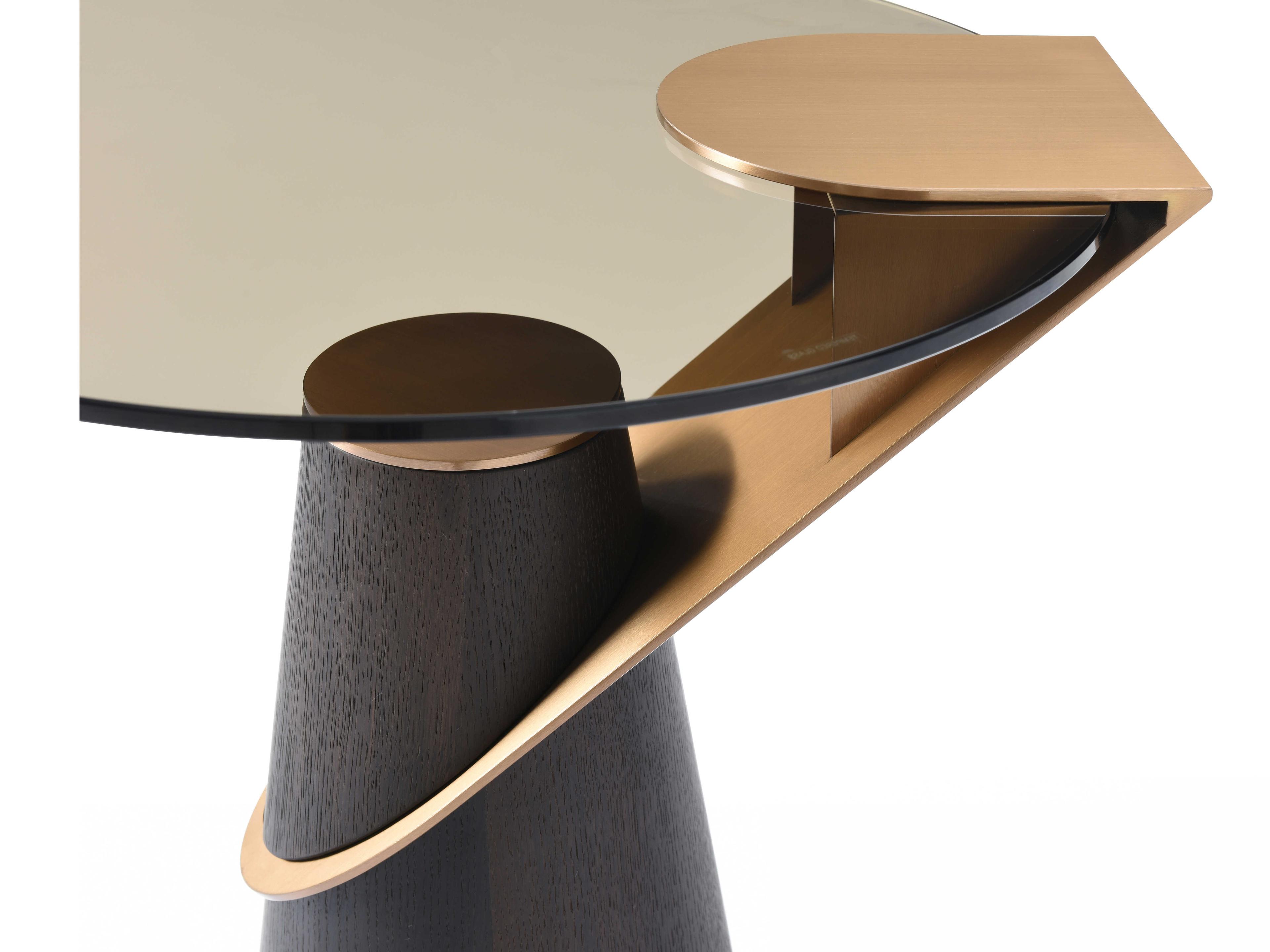 Whiteline Modern Living Zaria Round Glass Grey Rose Gold End Table
