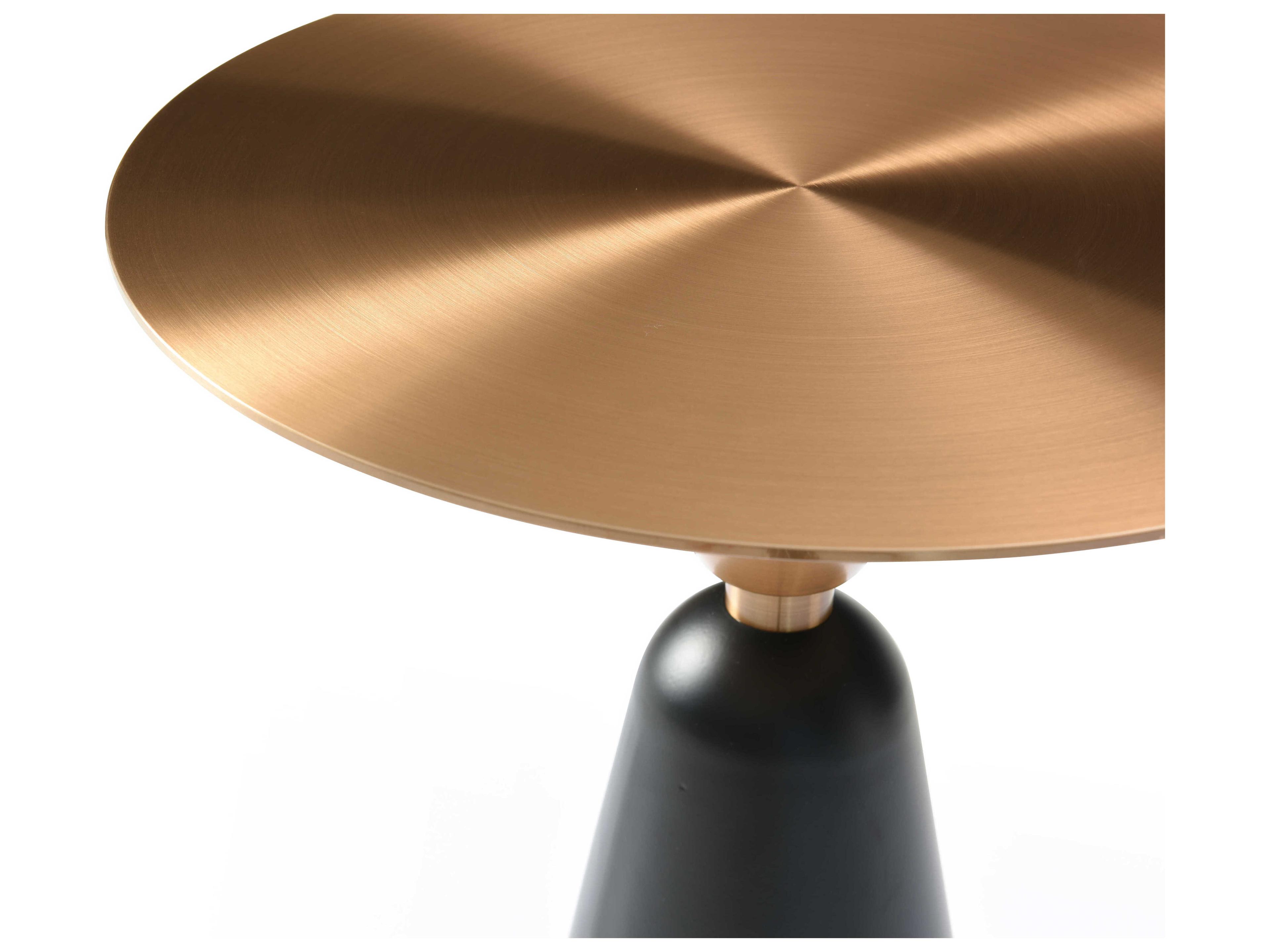 Whiteline Modern Living Zora Round Metal Brushed Rose Gold Black End Table
