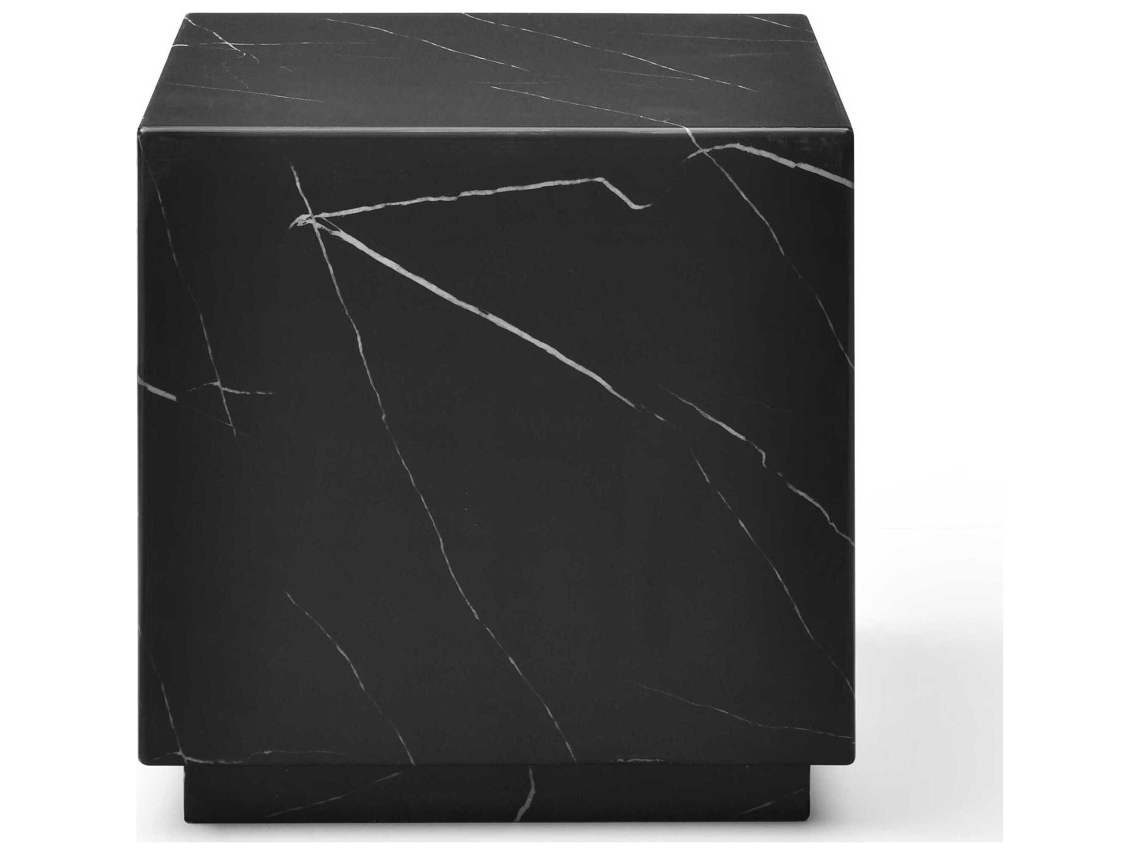 Whiteline Modern Living Iris Square Marble Black End Table