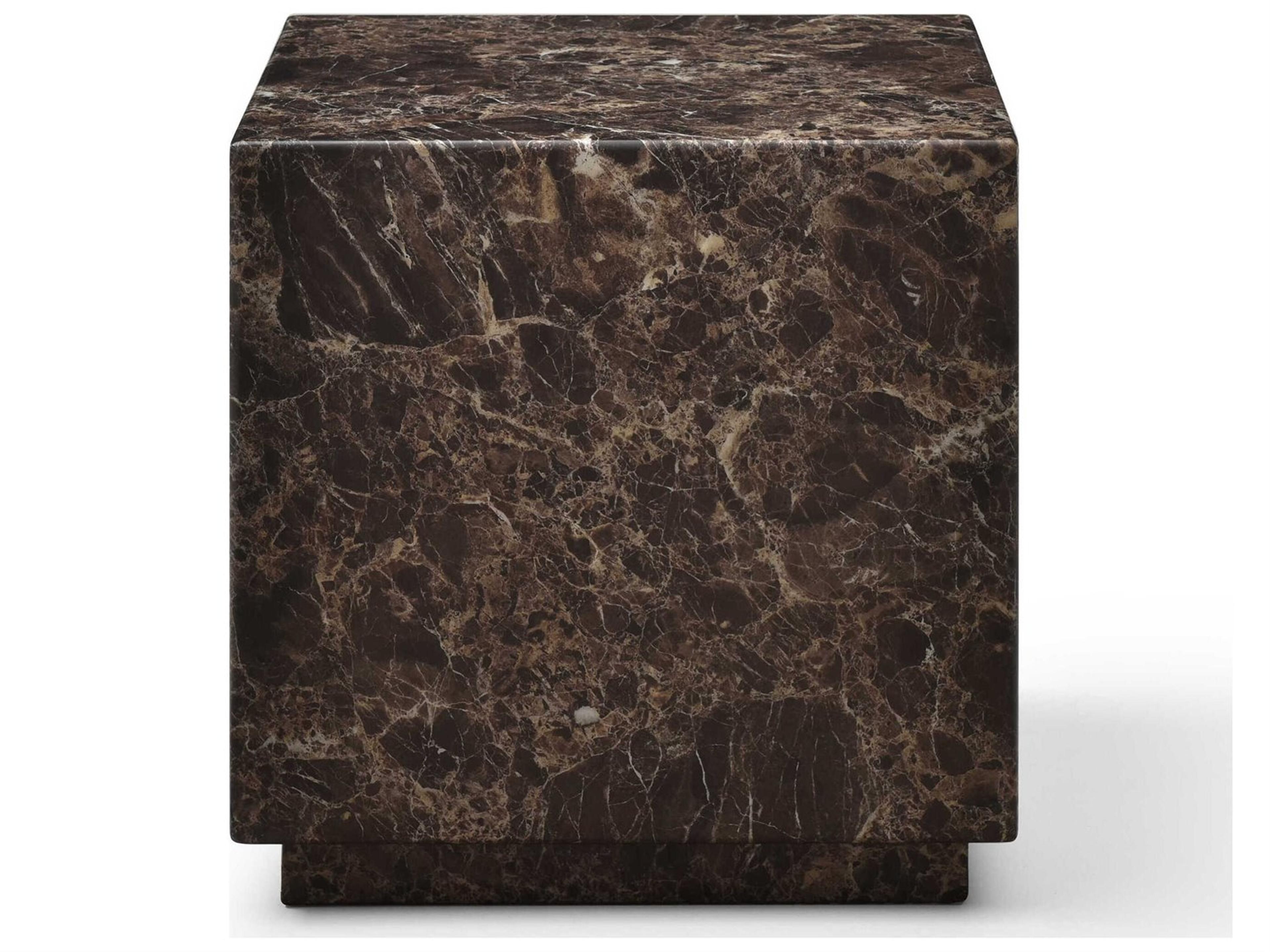 Whiteline Modern Living Iris Square Marble Brown End Table