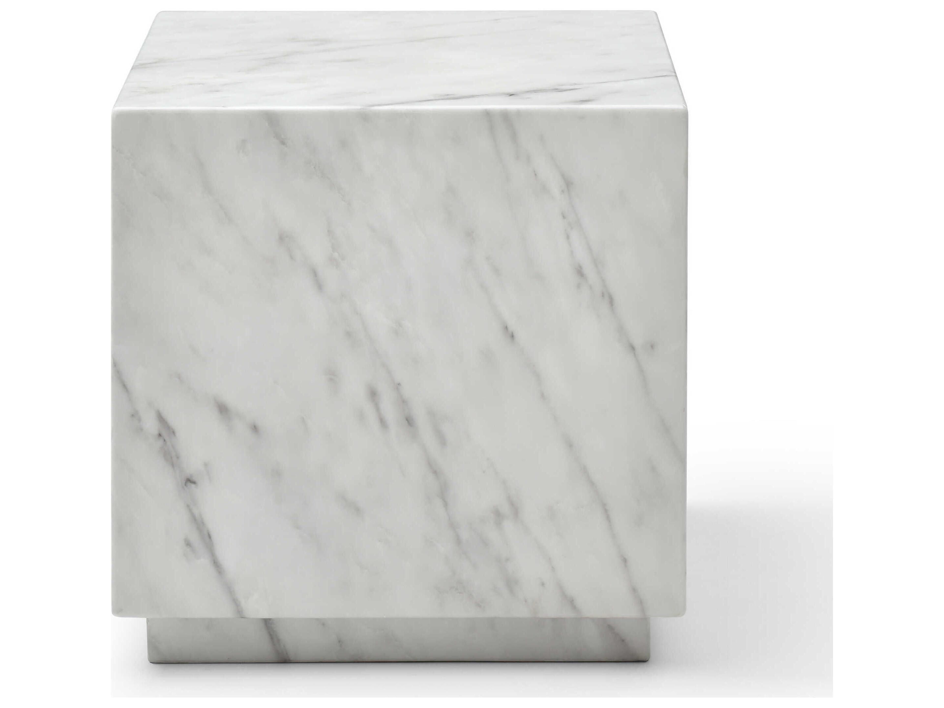 Whiteline Modern Living Iris Square Marble White End Table