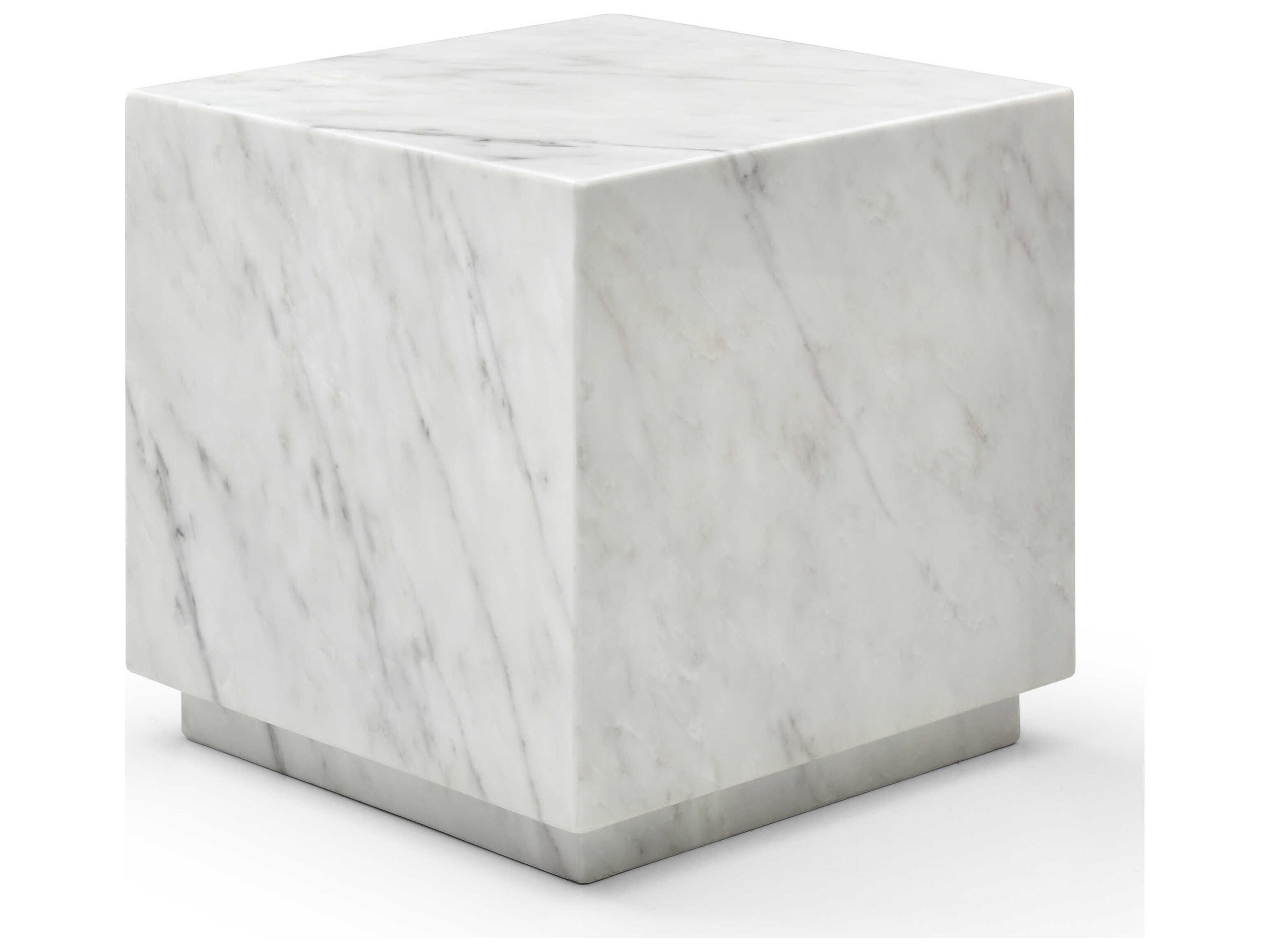 Iris Square Marble White End Table