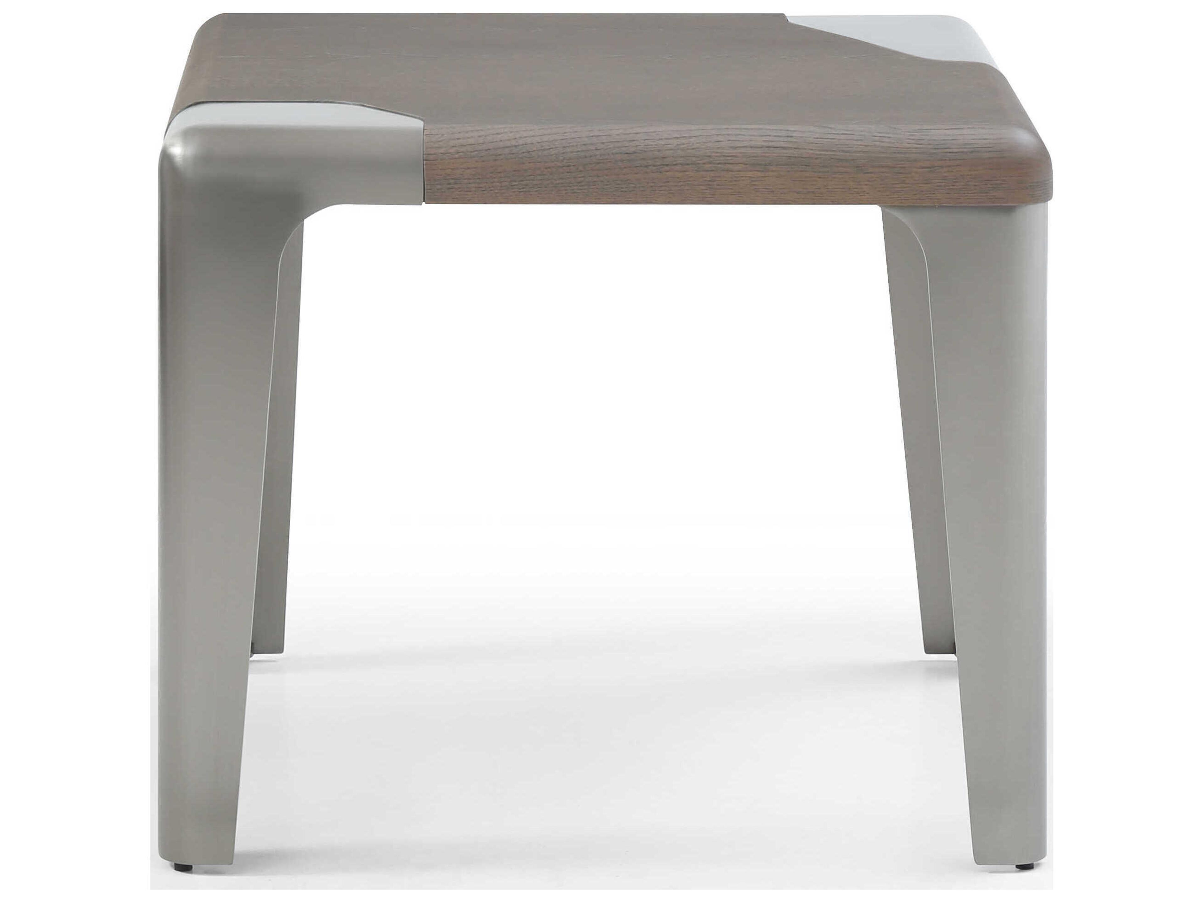 Whiteline Modern Living Elena Square Wood Grey Brushed Nickel End Table