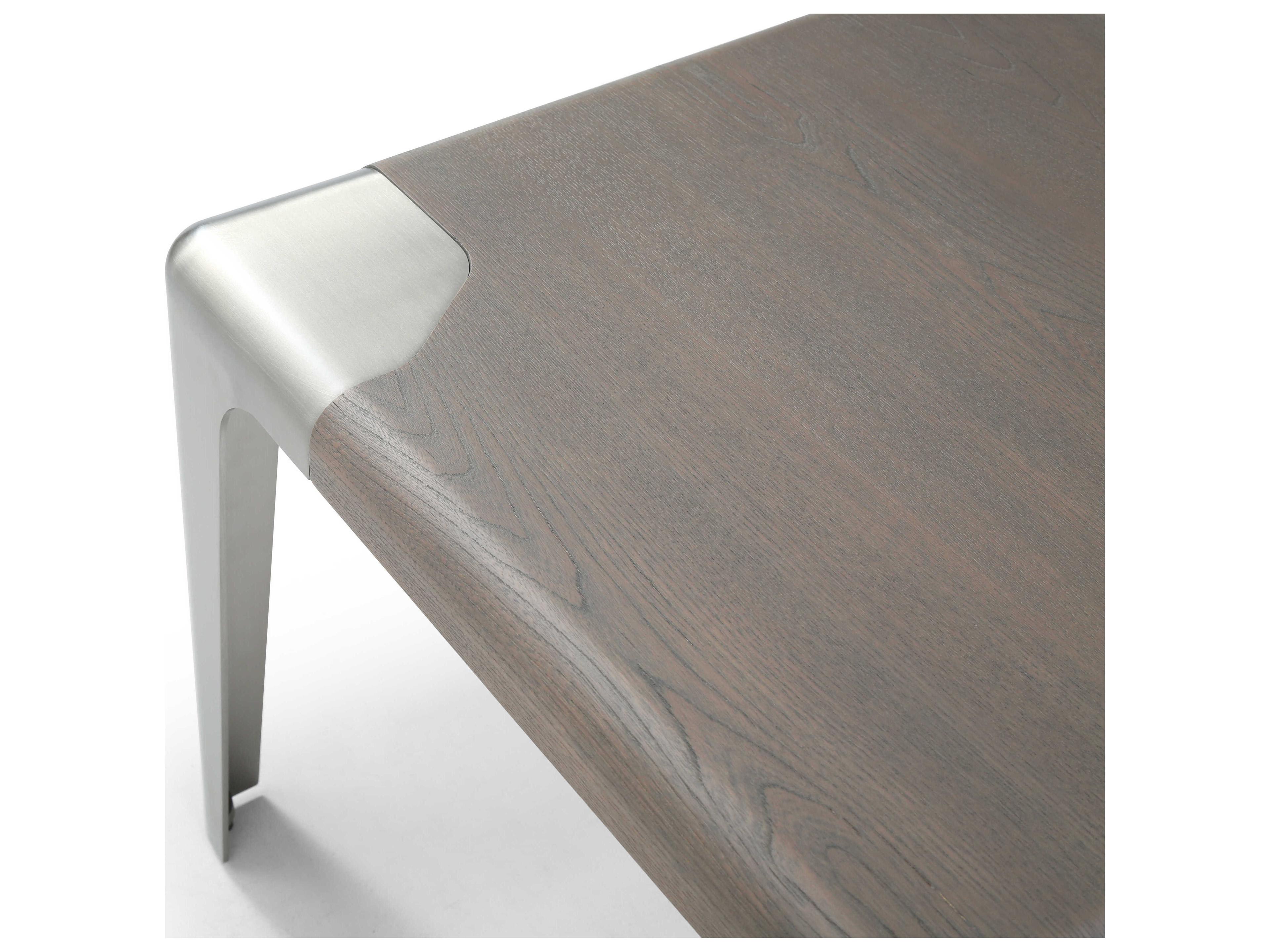 Whiteline Modern Living Elena Square Wood Grey Brushed Nickel End Table