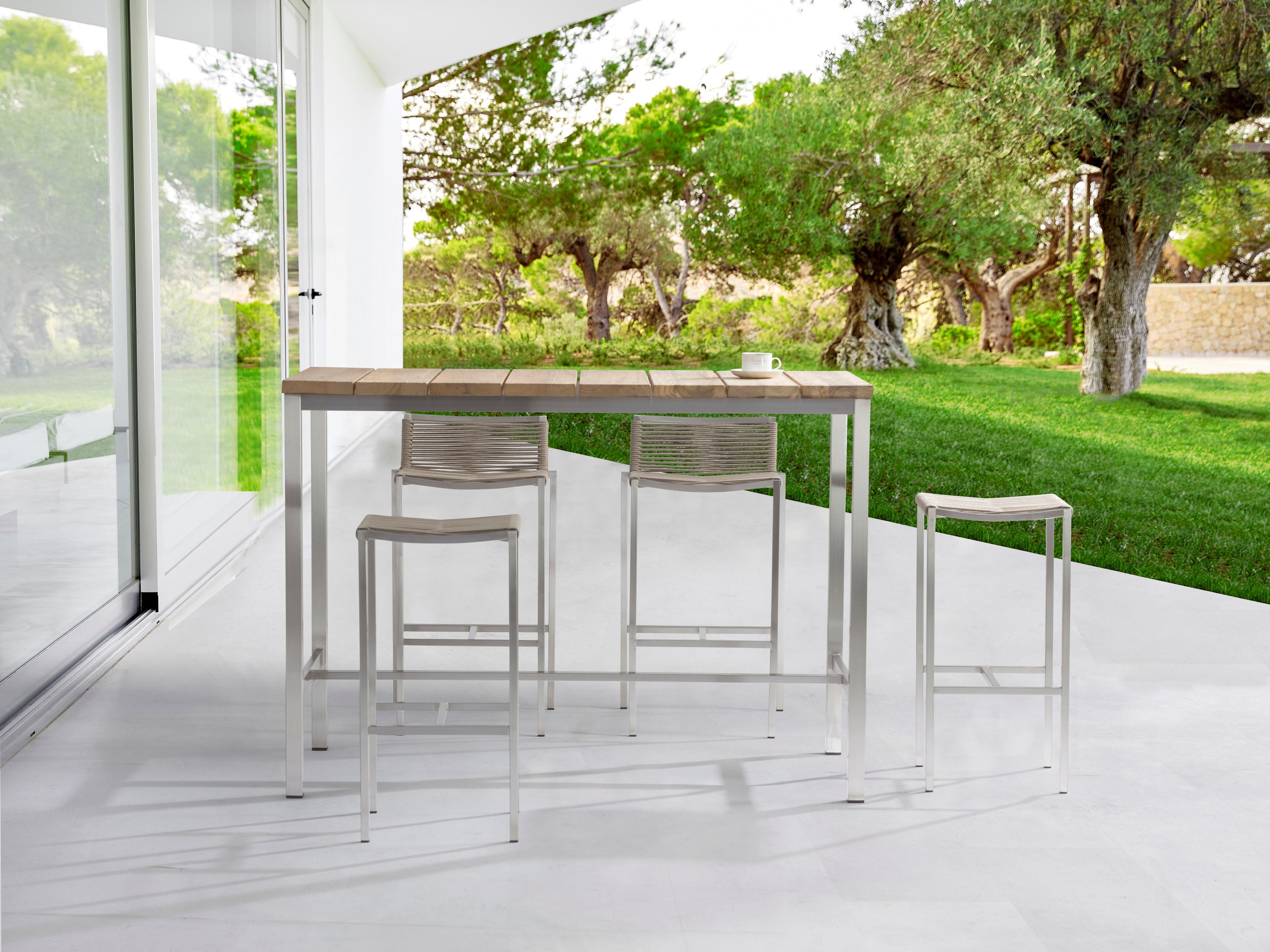 Whiteline Modern Living Outdoor Stone Brown Aluminum Rectangular Bar Table