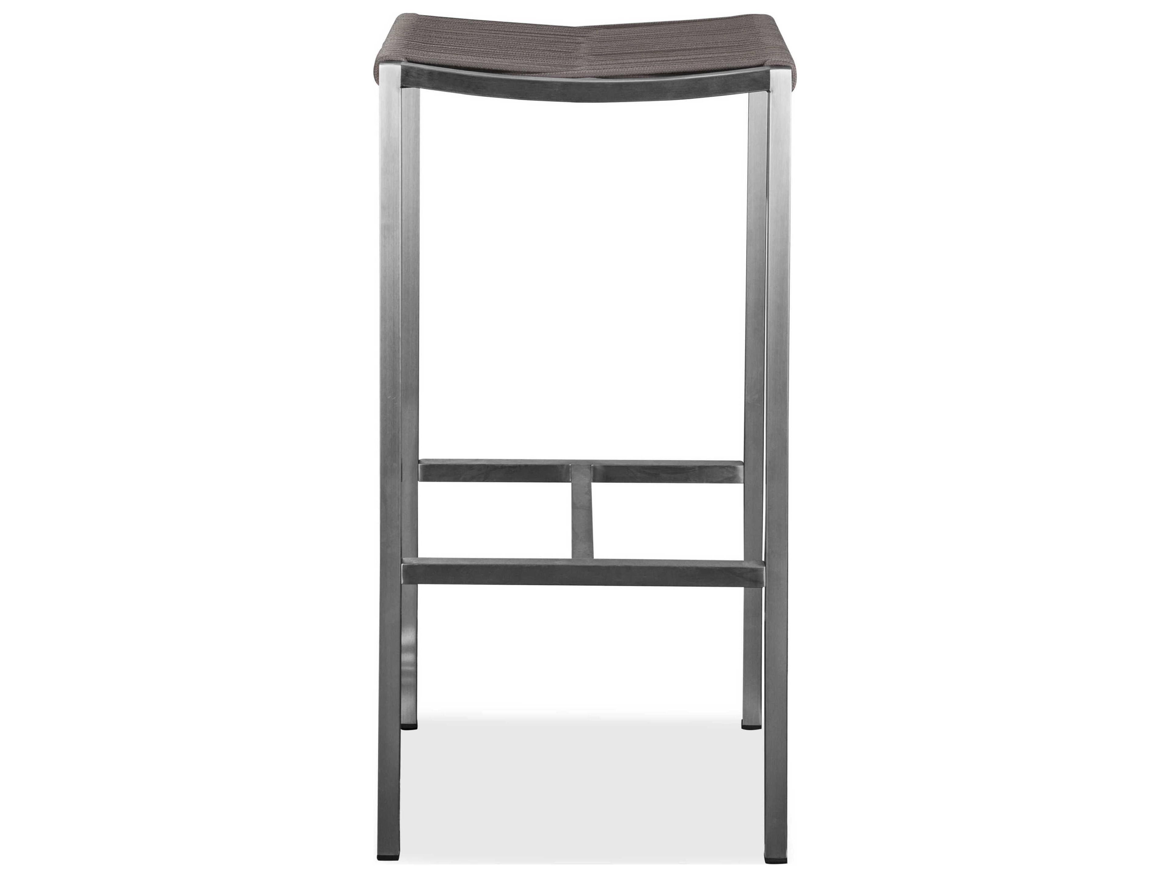 Whiteline Modern Living Outdoor Stone Brown Aluminum Rope Bar Stool