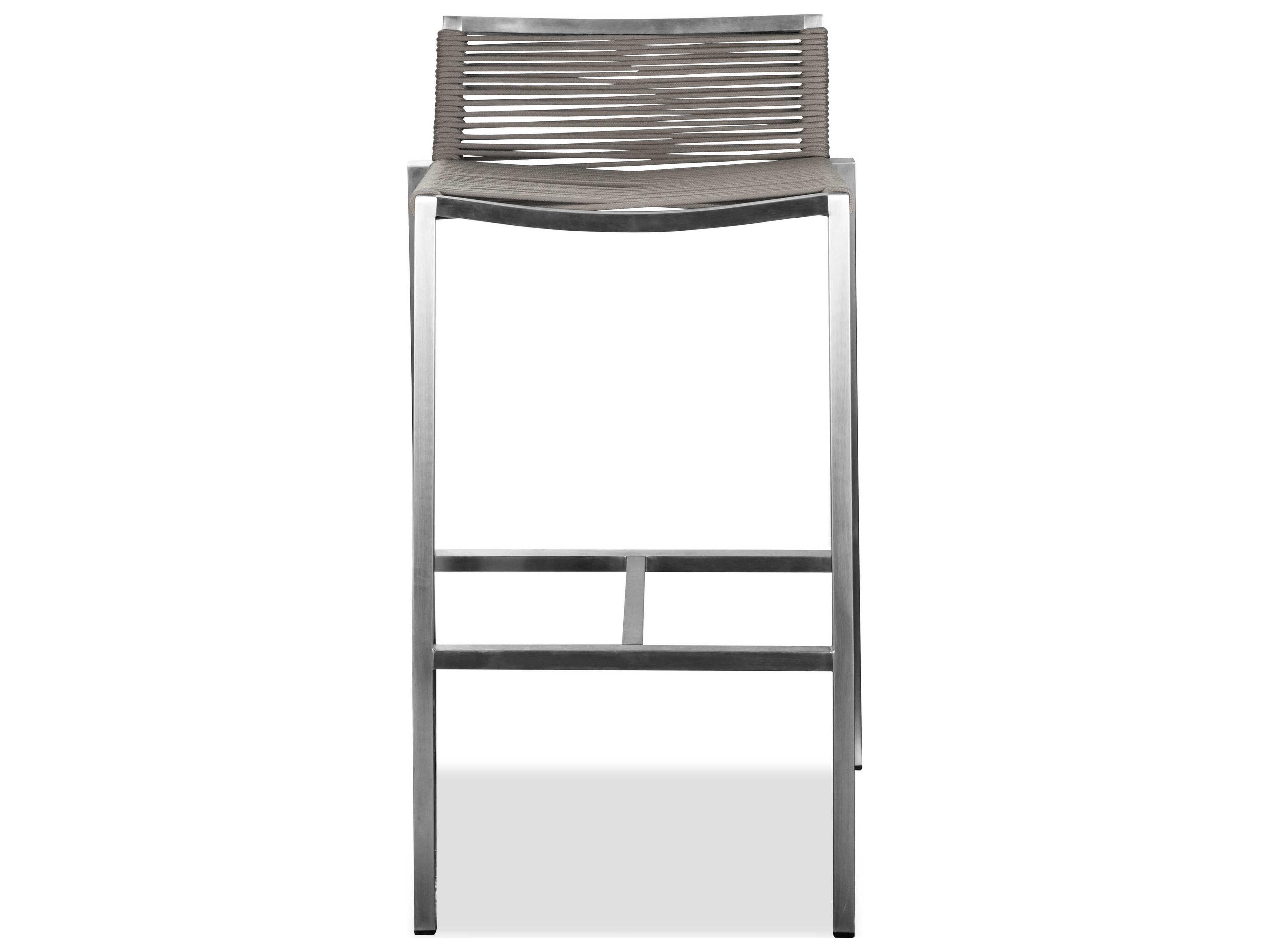 Whiteline Modern Living Outdoor Stone Brown Aluminum Rope Bar Stool