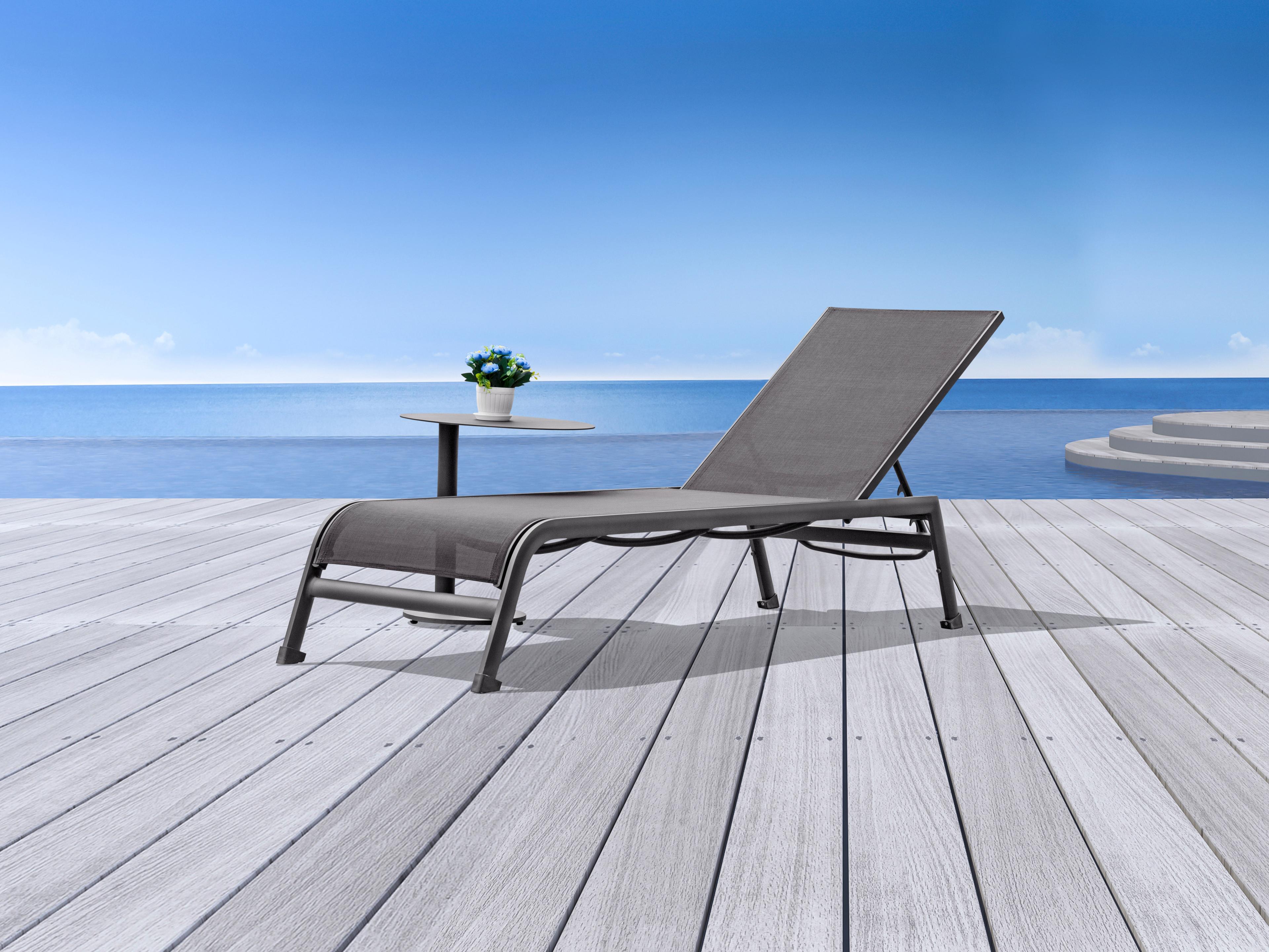 Whiteline Modern Living Outdoor Sunset Taupe Aluminum Sling Lounge Chair