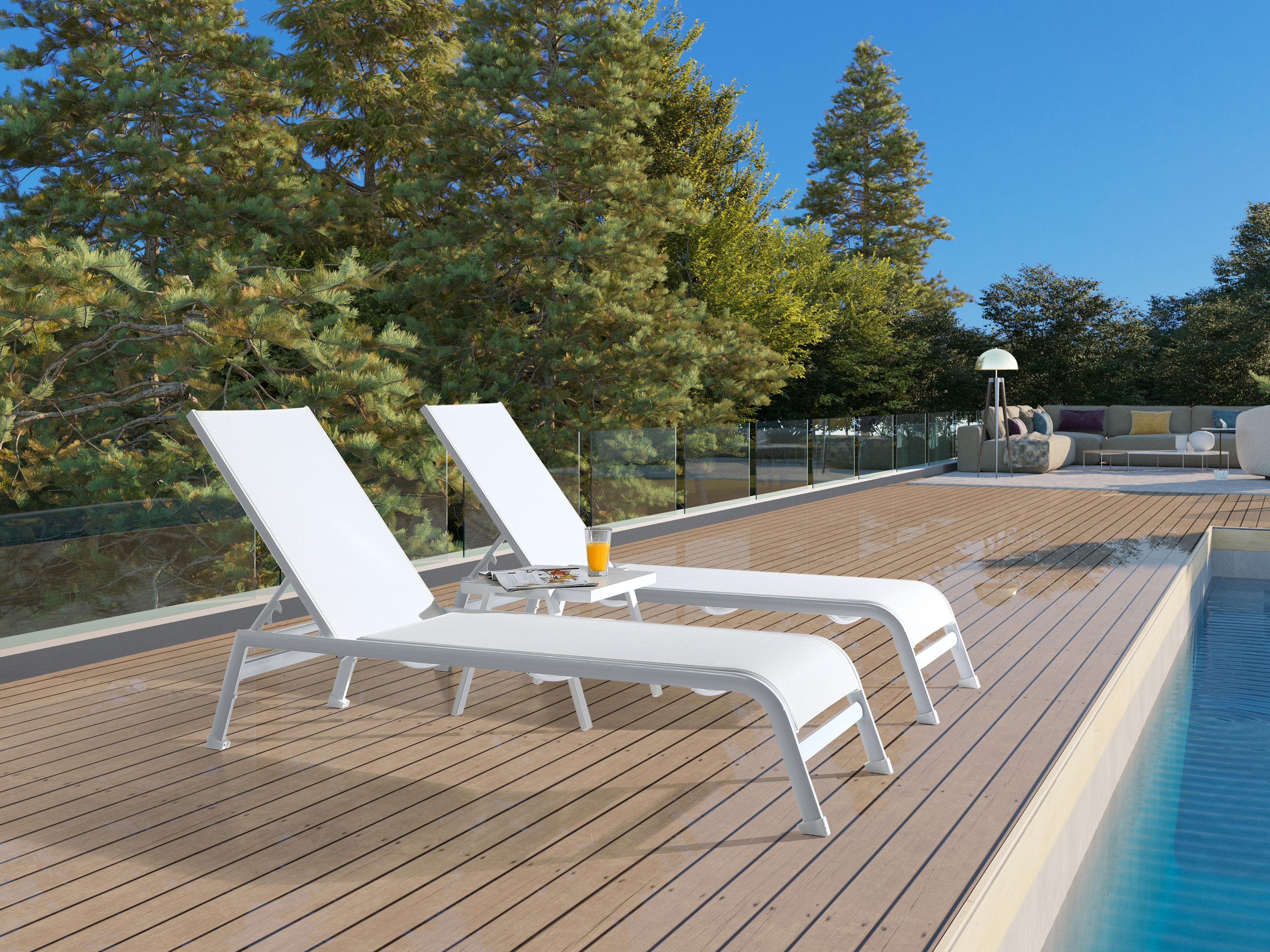 Whiteline Modern Living Outdoor Sunset White Aluminum Sling Lounge Chair