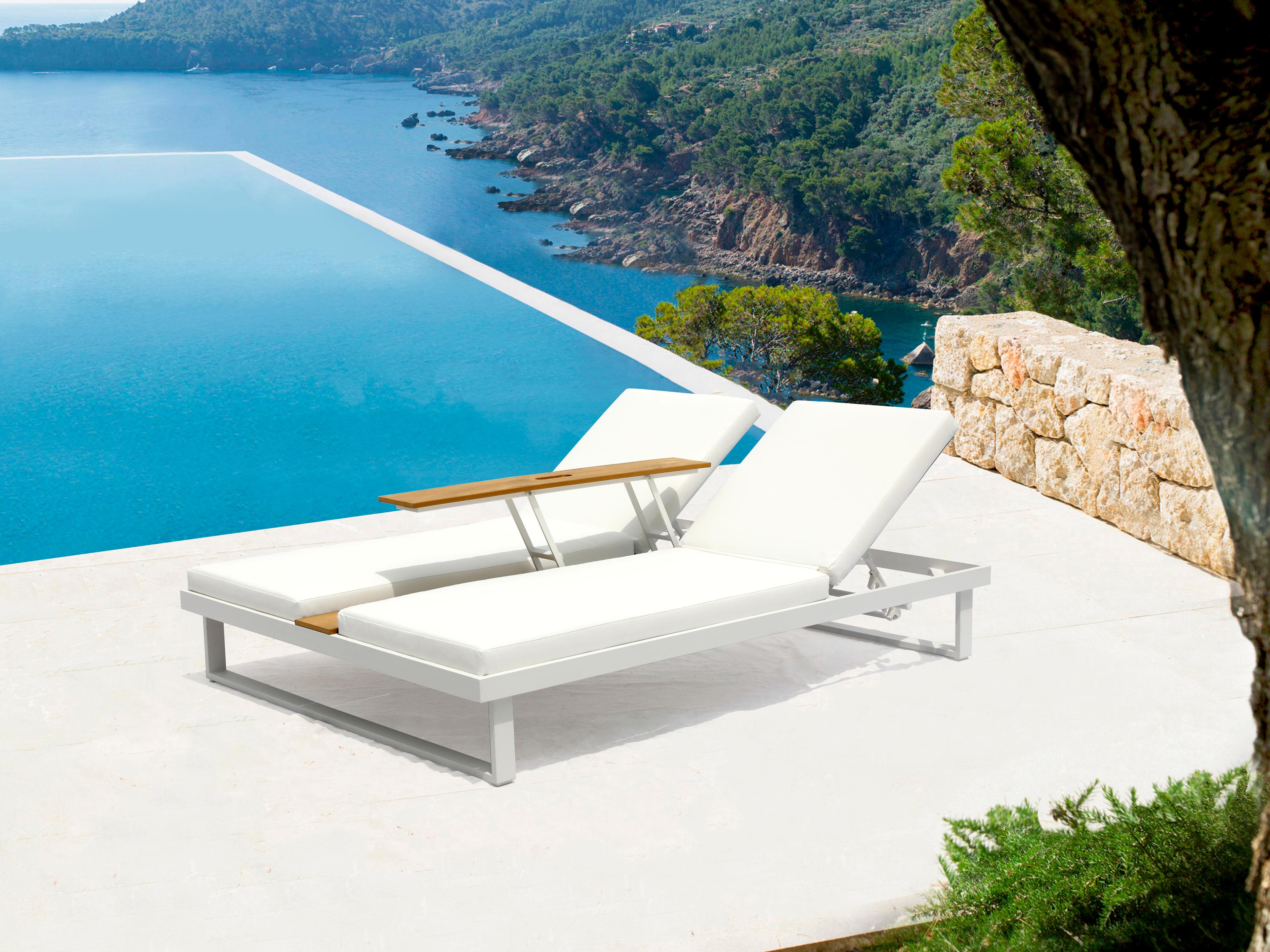 Whiteline Modern Living Outdoor Sandy White Aluminum Cushion Lounge Chair