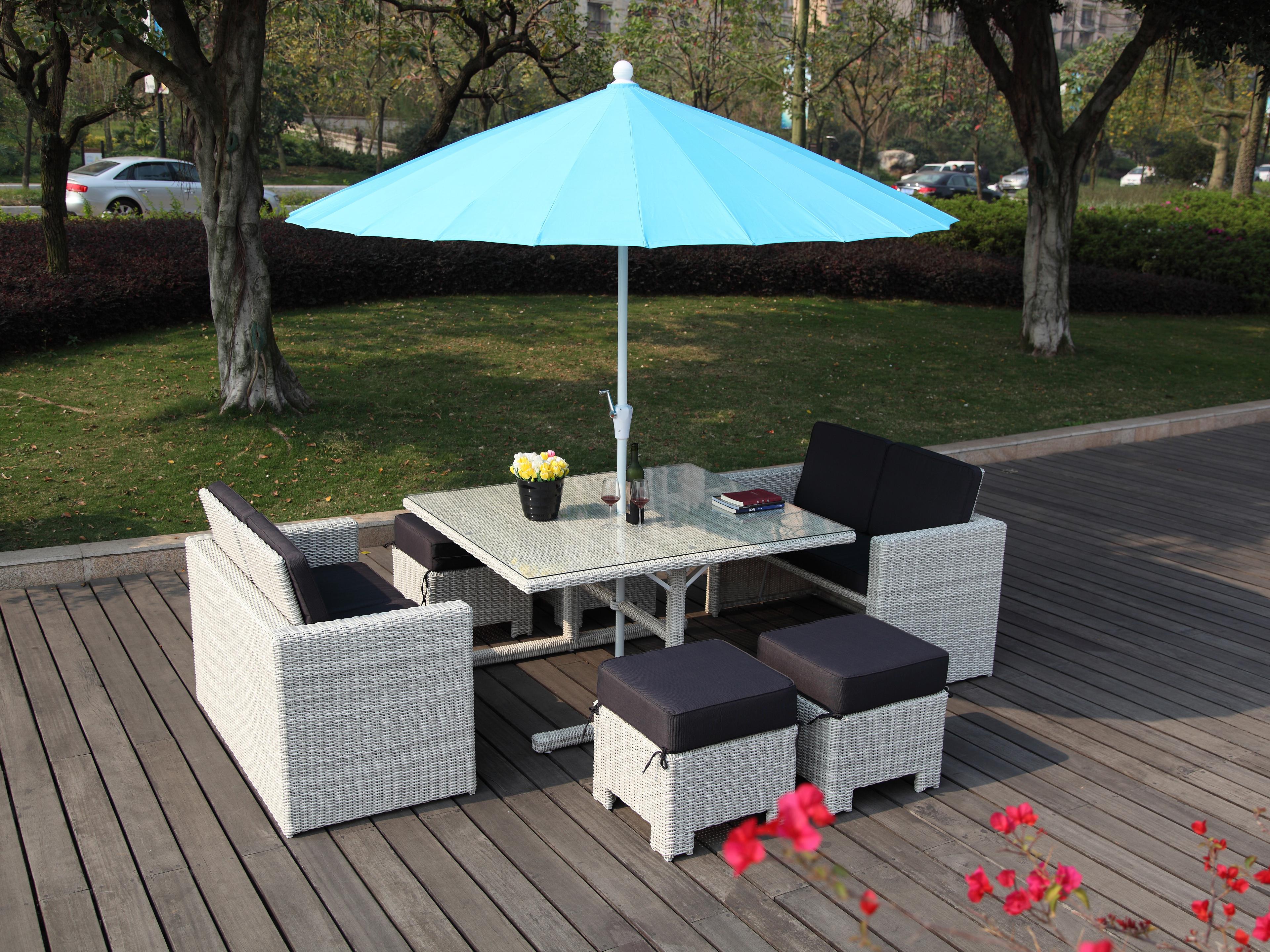 Whiteline Modern Living Outdoor Robinson White Wicker Cushion Lounge Set