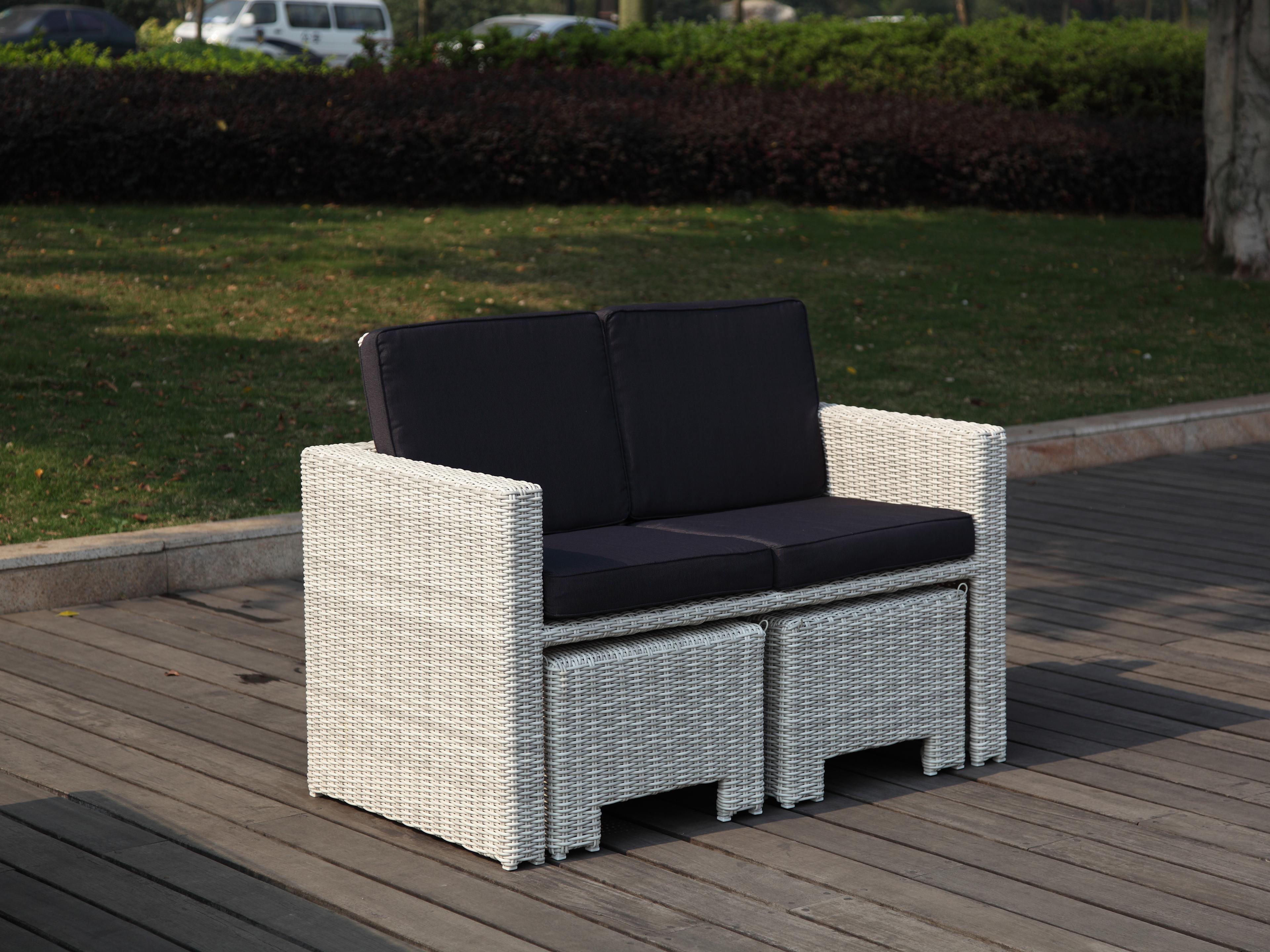 Whiteline Modern Living Outdoor Robinson White Wicker Cushion Lounge Set