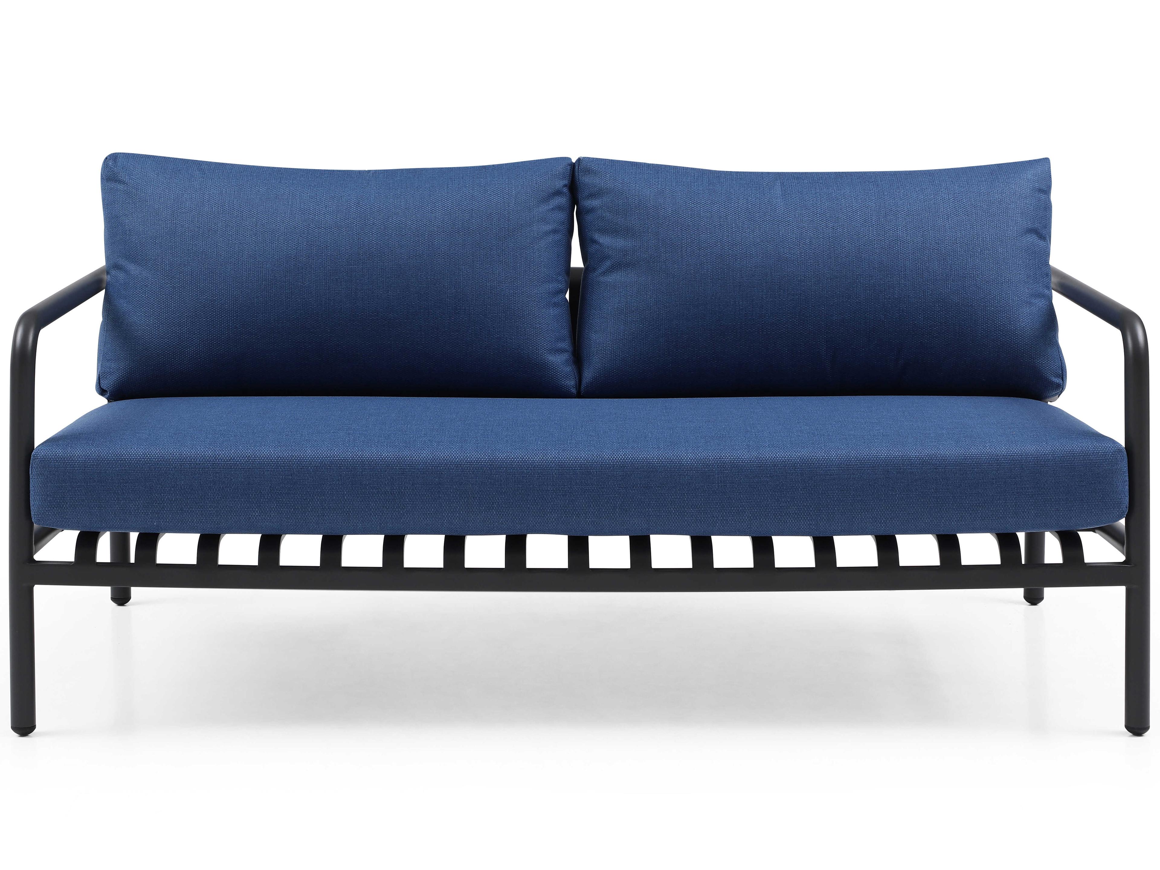 Whiteline Modern Living Outdoor Andrea Blue Aluminum Cushion Lounge Set