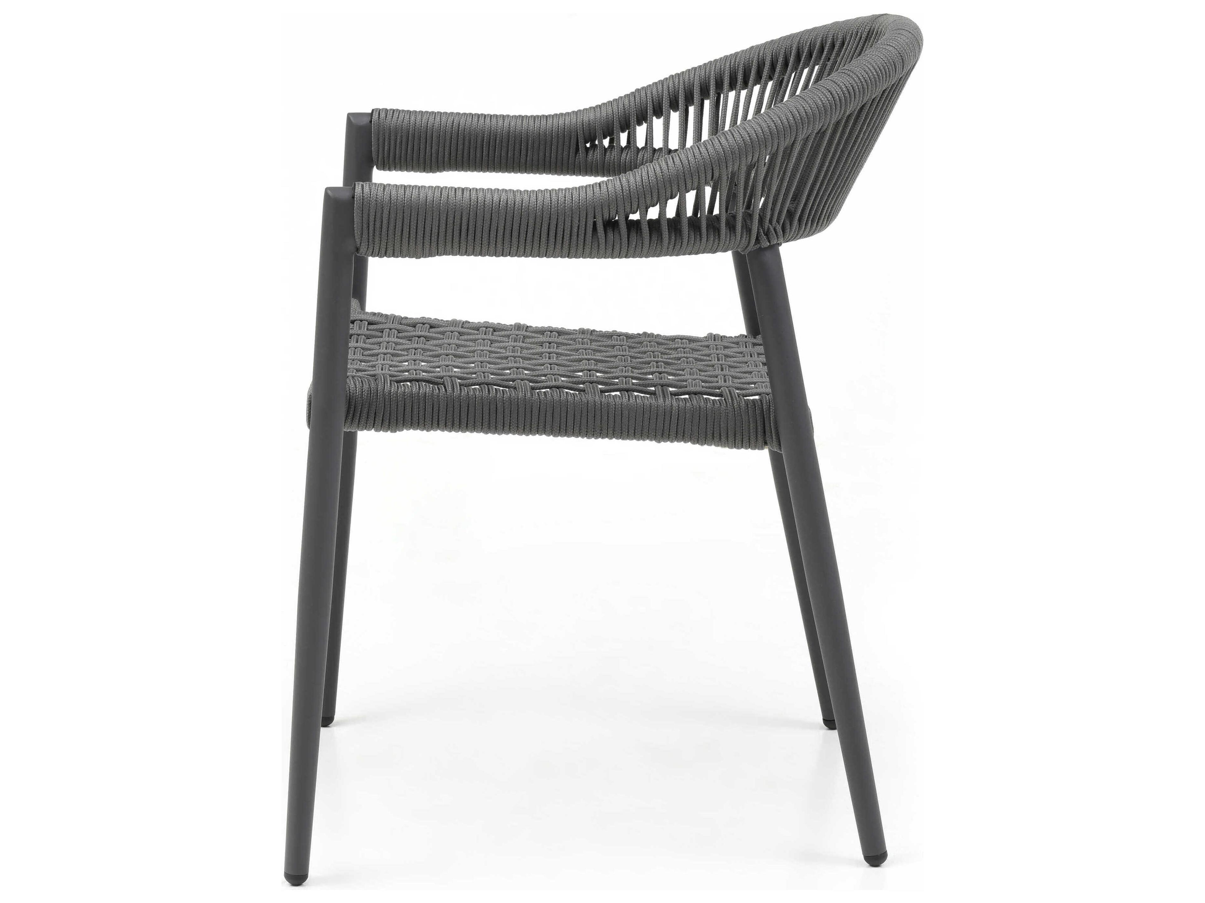 Whiteline Modern Living Outdoor Leyla Dark Grey Aluminum Rope Dining Chair