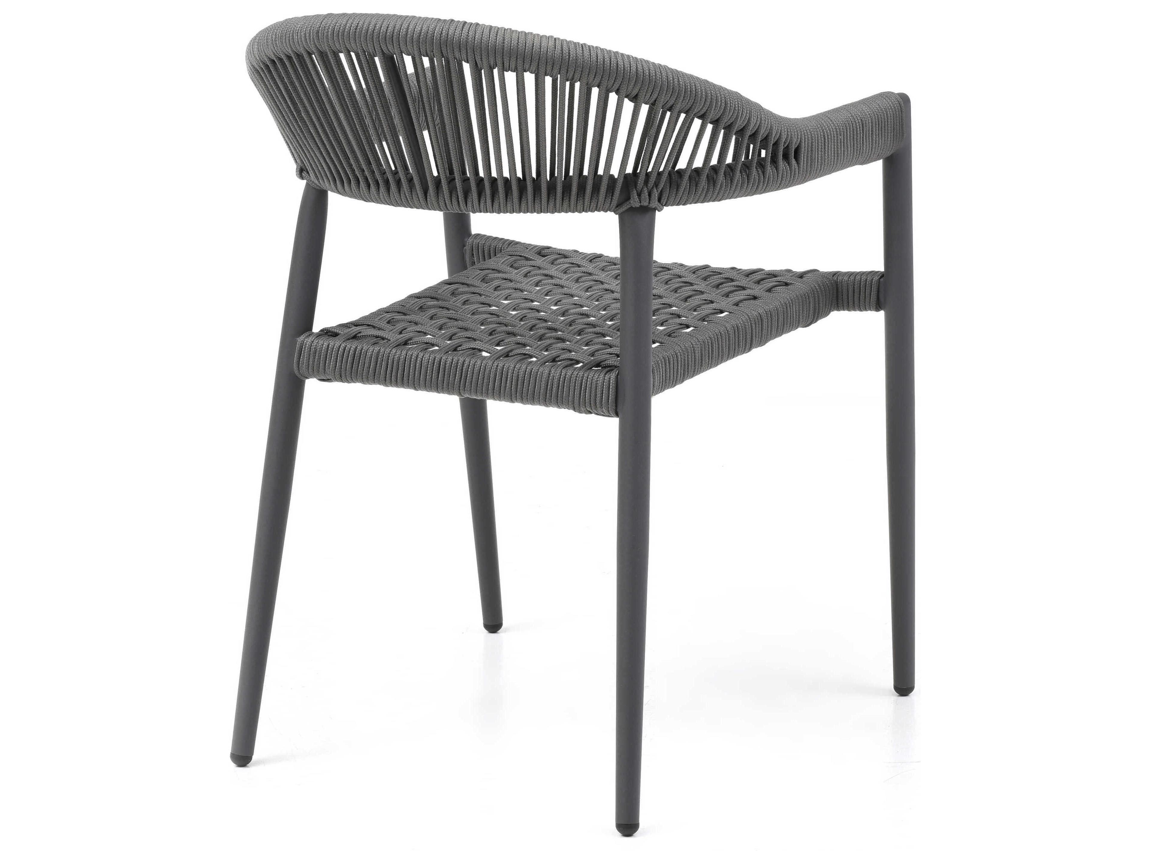 Whiteline Modern Living Outdoor Leyla Dark Grey Aluminum Rope Dining Chair